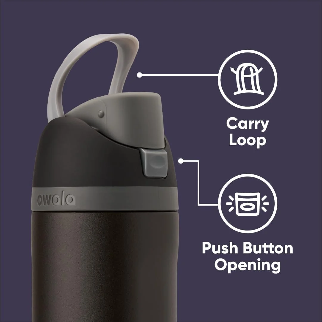 Owala FreeSip Insulated Stainless Steel Water Bottle with Straw, BPA-Free Sports Water Bottle, Great for Travel, 24 Oz, Black Panther
