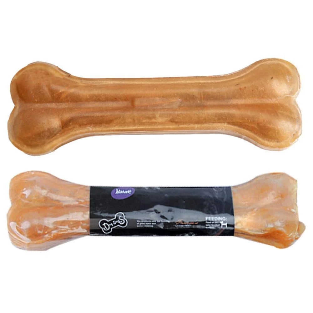 2PCS 8 Inch Leather Cowhide Bone Molar Teeth Clean Stick Dog Chews Toys