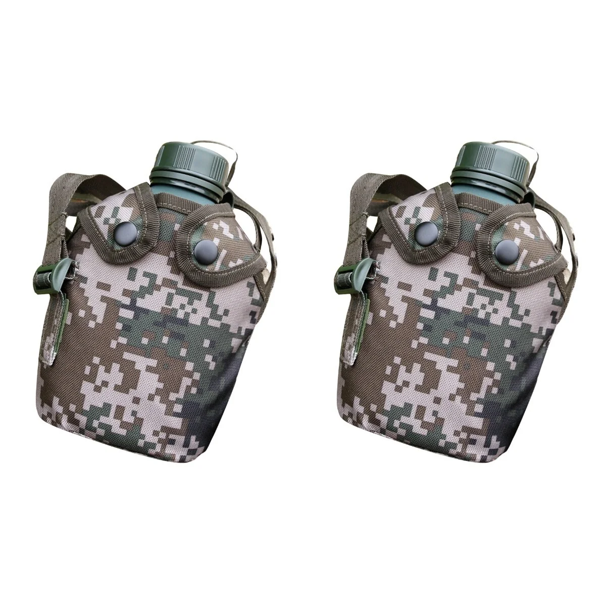 2 Sets Outdoor Water Bottle Aluminum Alloy 1L Military Canteen Camping Hiking Survival Kettle