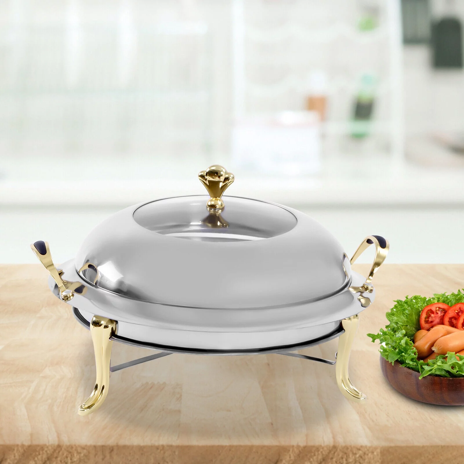 Wuzstar 3.17Qt Chafing Dish Buffet Set with Lid Stainless Steel Round Chafers Food Warmers for Catering,Parties, Dinners