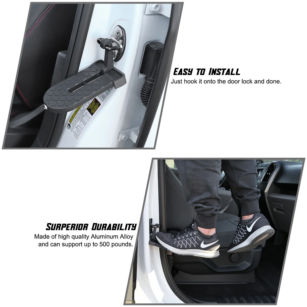 Teledu 2x Folding Car Door Latch Hook Step Foot Pedal Ladder SUV Roof