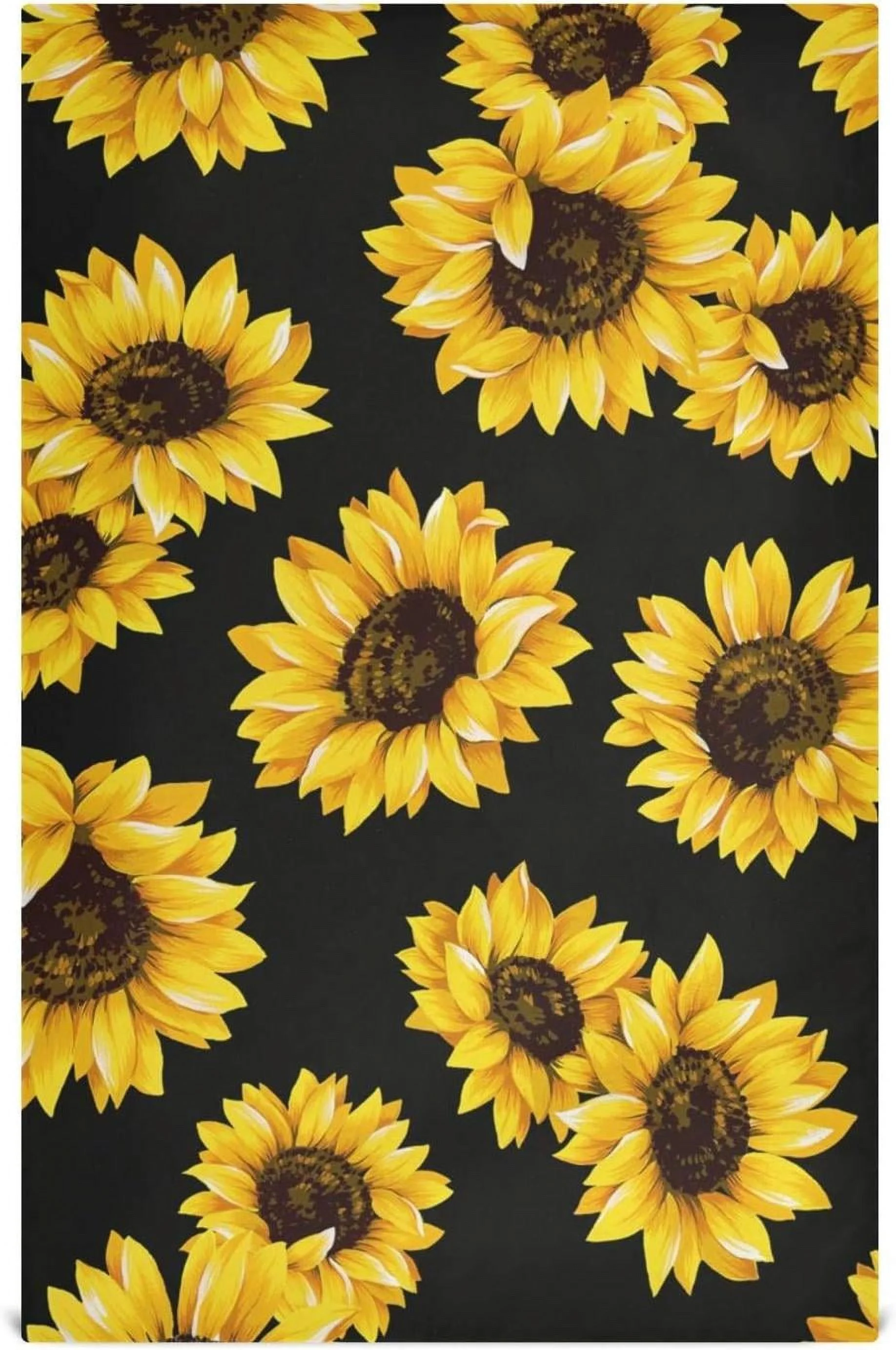 Bestwell 4 pieces Sunflower Kitchen Dish Towel, Super Absorbent Soft Drying Cloth Tea Bar Towels, 28