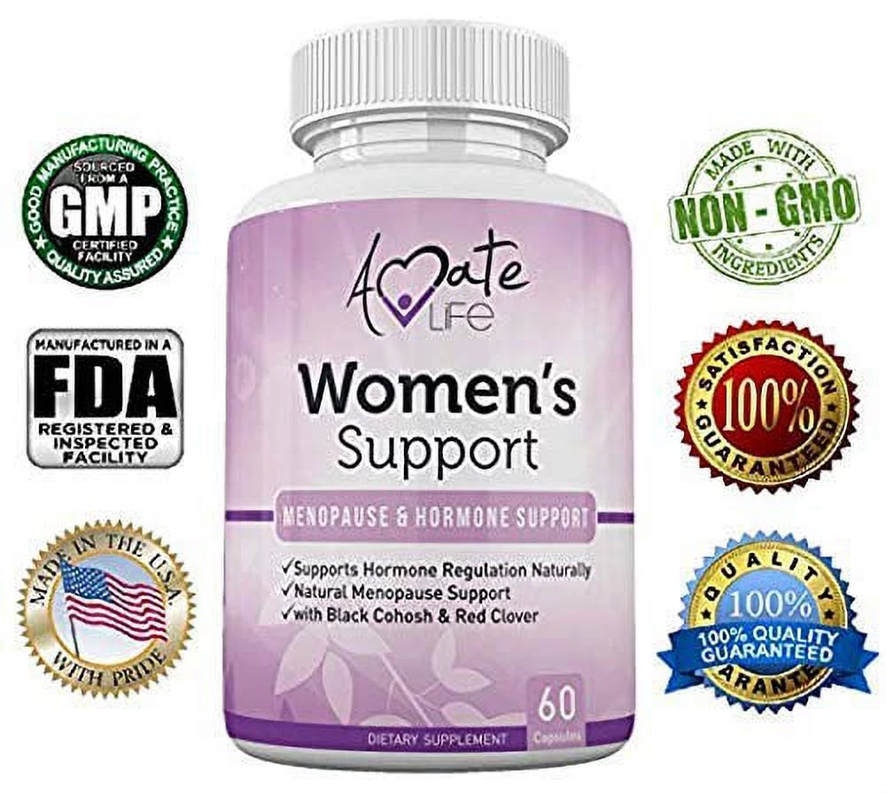 Women's Support Supplement- Natural Hormone Regulation- Menopause Support Supplement- Estrogen Rich Supplement- Active Ingredients Hormone Regulation - Pills to Balance Hormones Non-GMO by Amate Life