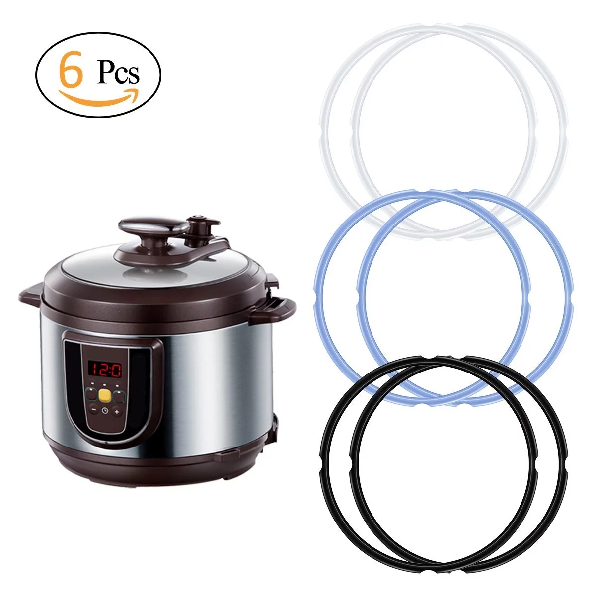 6 Pack Silicone Sealing Ring for 5 or 6 Quart Pressure Cooker and Instant Pot, IP-DUO60, IP-LUX60, IP-DUO50, IP-LUX50, Smart-60, IP-CSG60 and IP-CSG50.