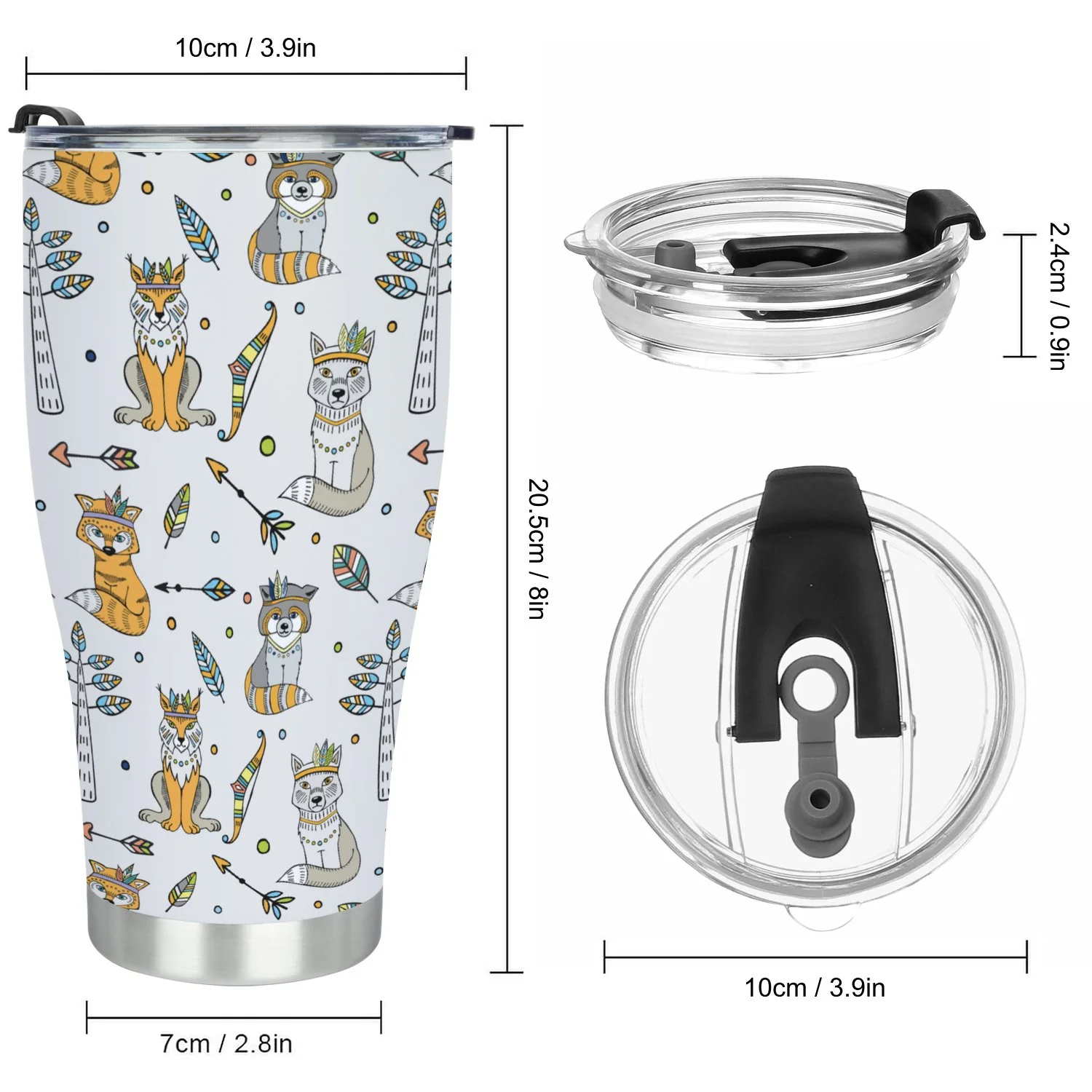 Hidove Stainless Steel Tumbler, Forest Tribal Animal Seamless Pattern 30oz Leak Proof & Stainless Steel Bottle for Hot & Cold Drinks - Coffee Travel Mug, Water Metal Canteen, Thermal Cup