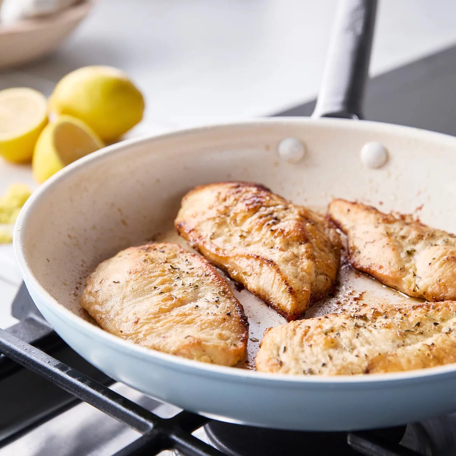 GreenPan Padova Healthy Ceramic Non-Stick 2-Piece Open Frypan Set, 8 and 10-Inch, Light Blue