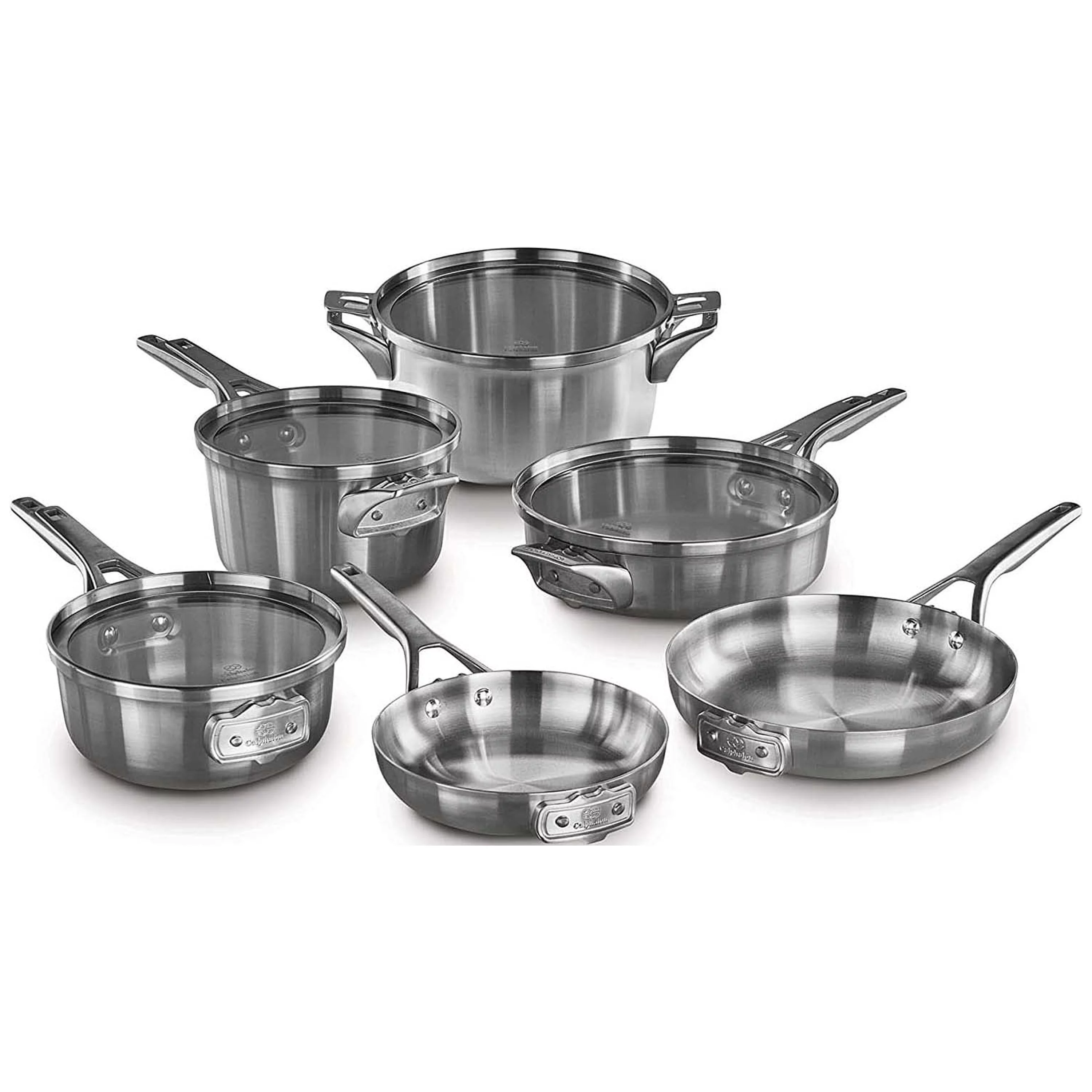 Calphalon Premier Space-Saving Stainless Steel Pots and Pans, 10-Piece Cookware Set