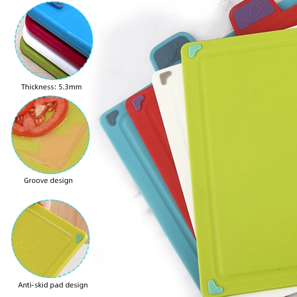 Plastic Cutting Boards for Kitchen -Color Coded Chopping Board Set Cutting Mats for Meat Vegetables-Dishwasher Safe,Non-Slip,BPA Free (4-Pack Multicolor, 11.5