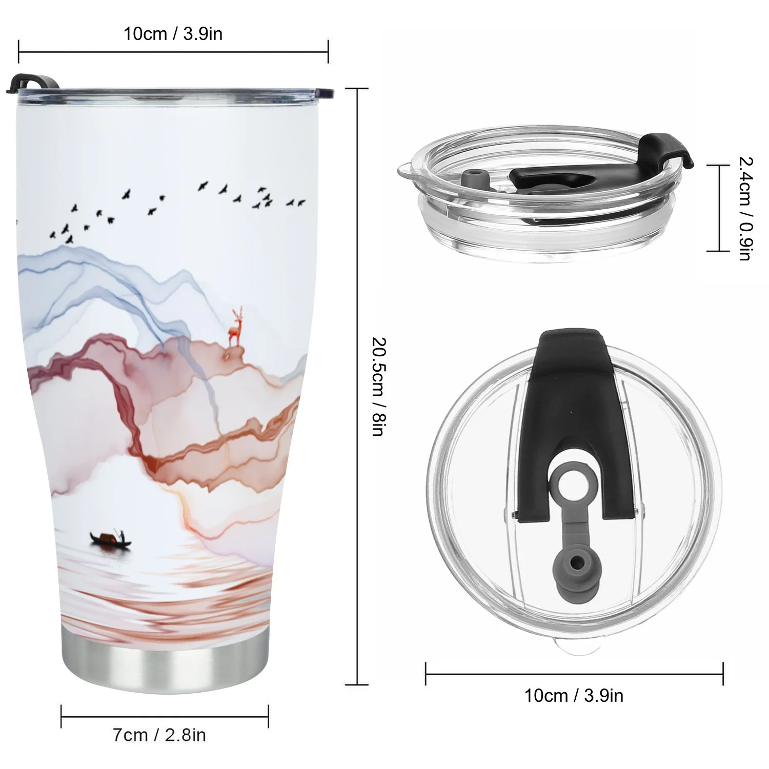 Hidove Stainless Steel Tumbler, Abstract Color Art 30oz Leak Proof & Stainless Steel Bottle for Hot & Cold Drinks - Coffee Travel Mug, Water Metal Canteen, Thermal Cup