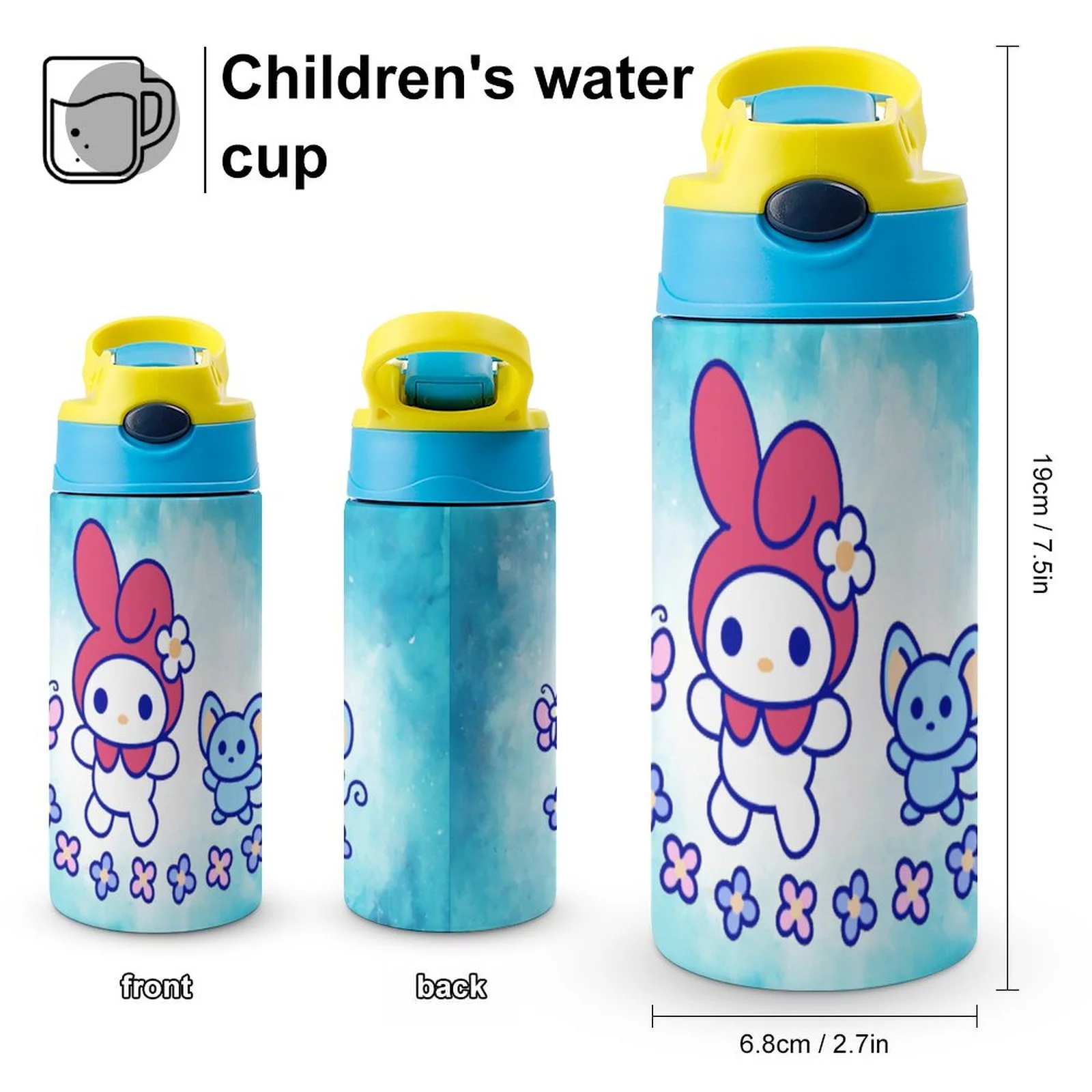 My Melody Characters Children's Water Bottle Vacuum Insulated Stainless Steel Cup With Straw Toddler Thermoses