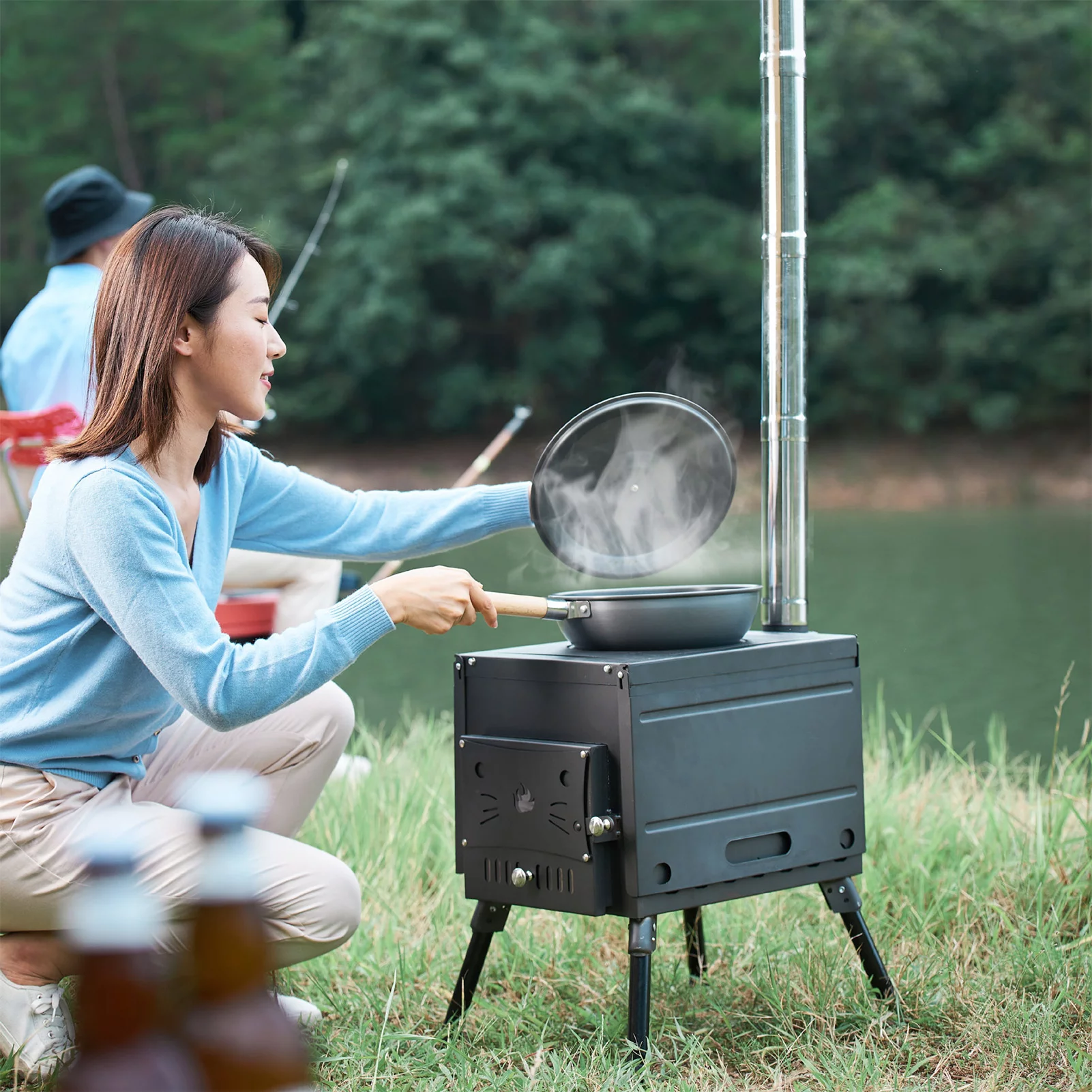 Convenient Camp Tent Stove Portable Wood Burning Stove for Shelter Heating and Cooking