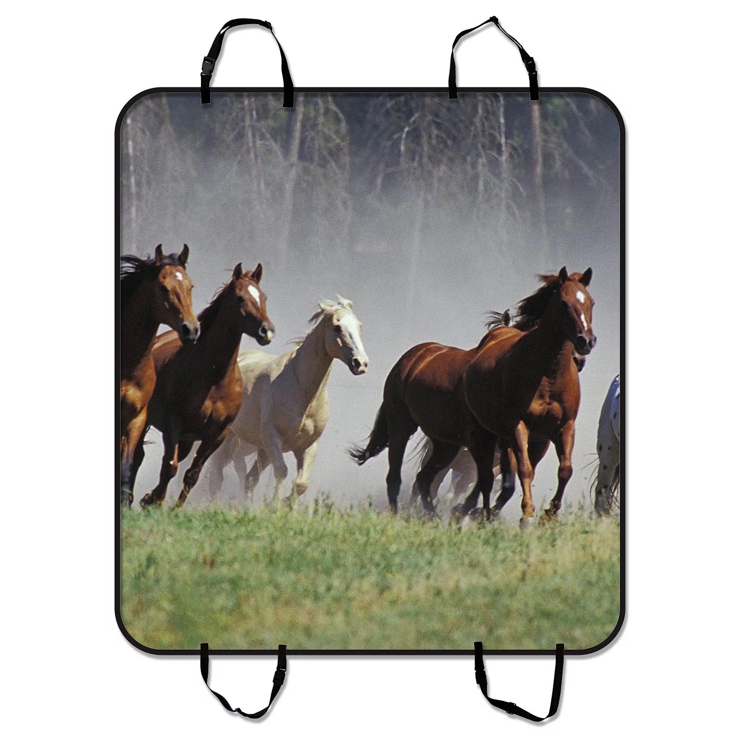 GCKG Wild Running Horses Pet Car Seat Cover Dog Car Seat Mat Hammock Cargo Mat Trunk Mat For Cars Trucks and SUV 54x60 inches