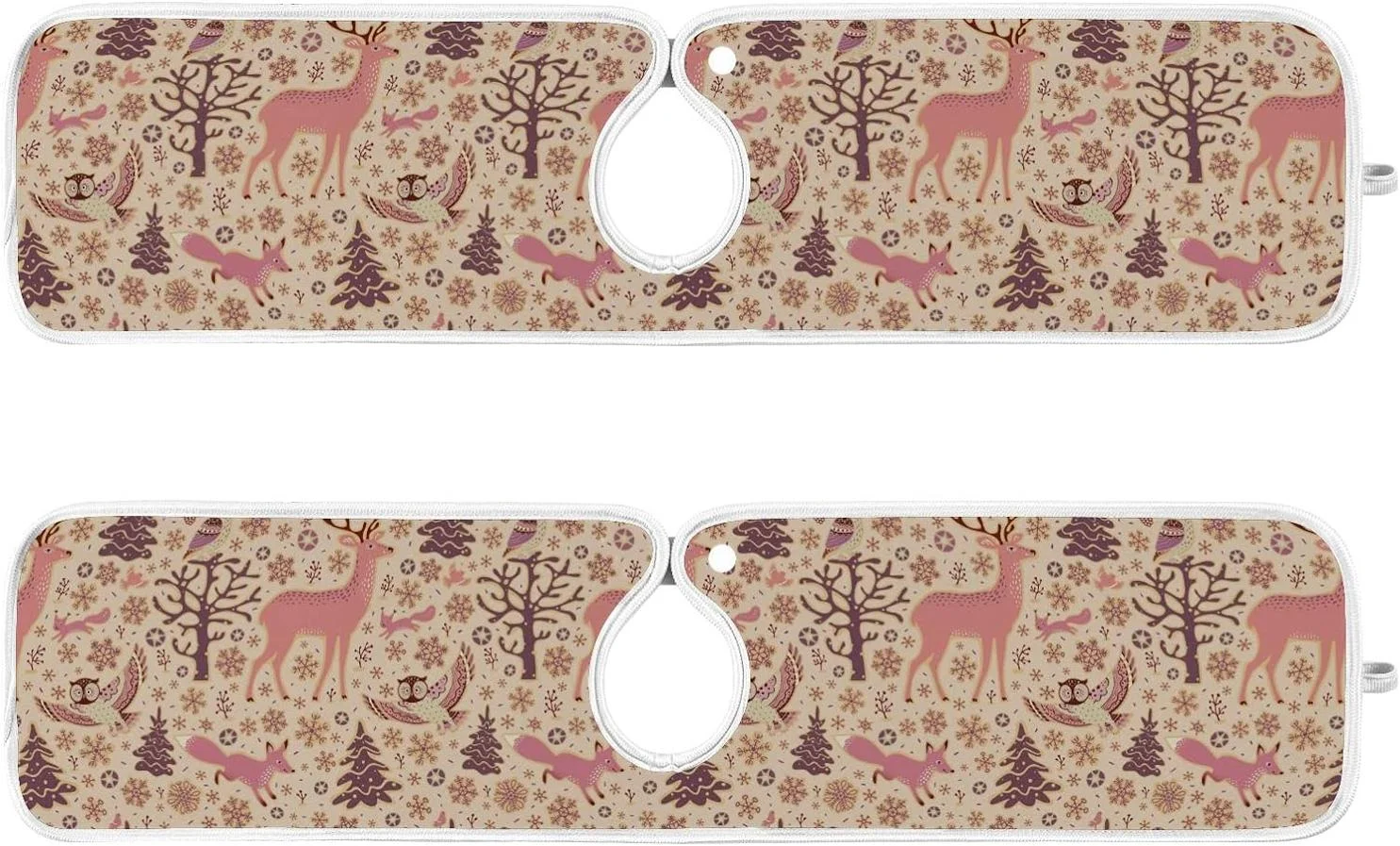 Coolnut Pink Reindeer Fox Kitchen Sink Splash Guard 2 Packs Faucet Absorbent Mats Winter Forest Faucet Handle Drip Catcher Quickly Drying Mat for Kitchen Counter Bathroom, 30