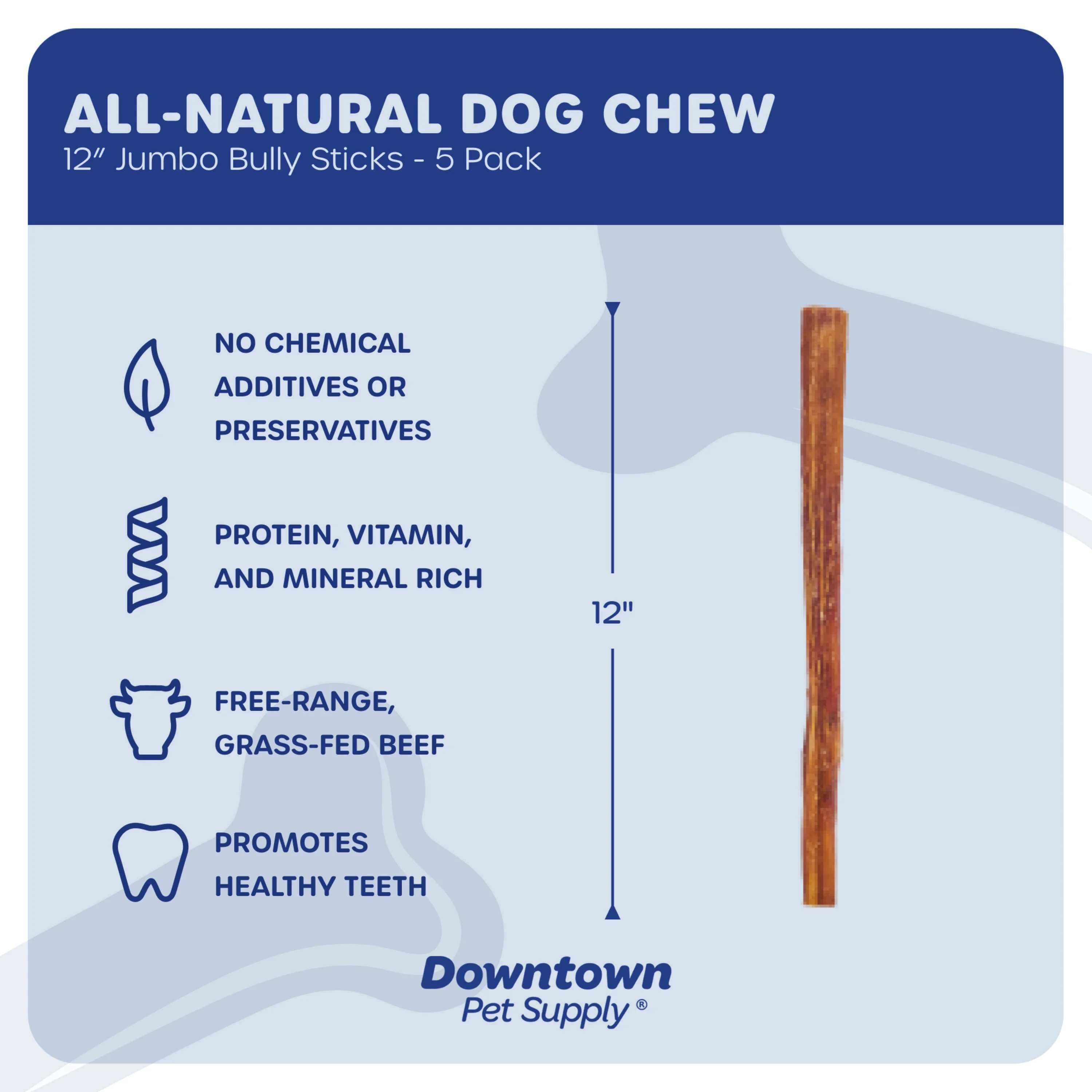 Downtown Pet Supply Bully Sticks For Dogs Natural Beef Dog Chews 5 Pack