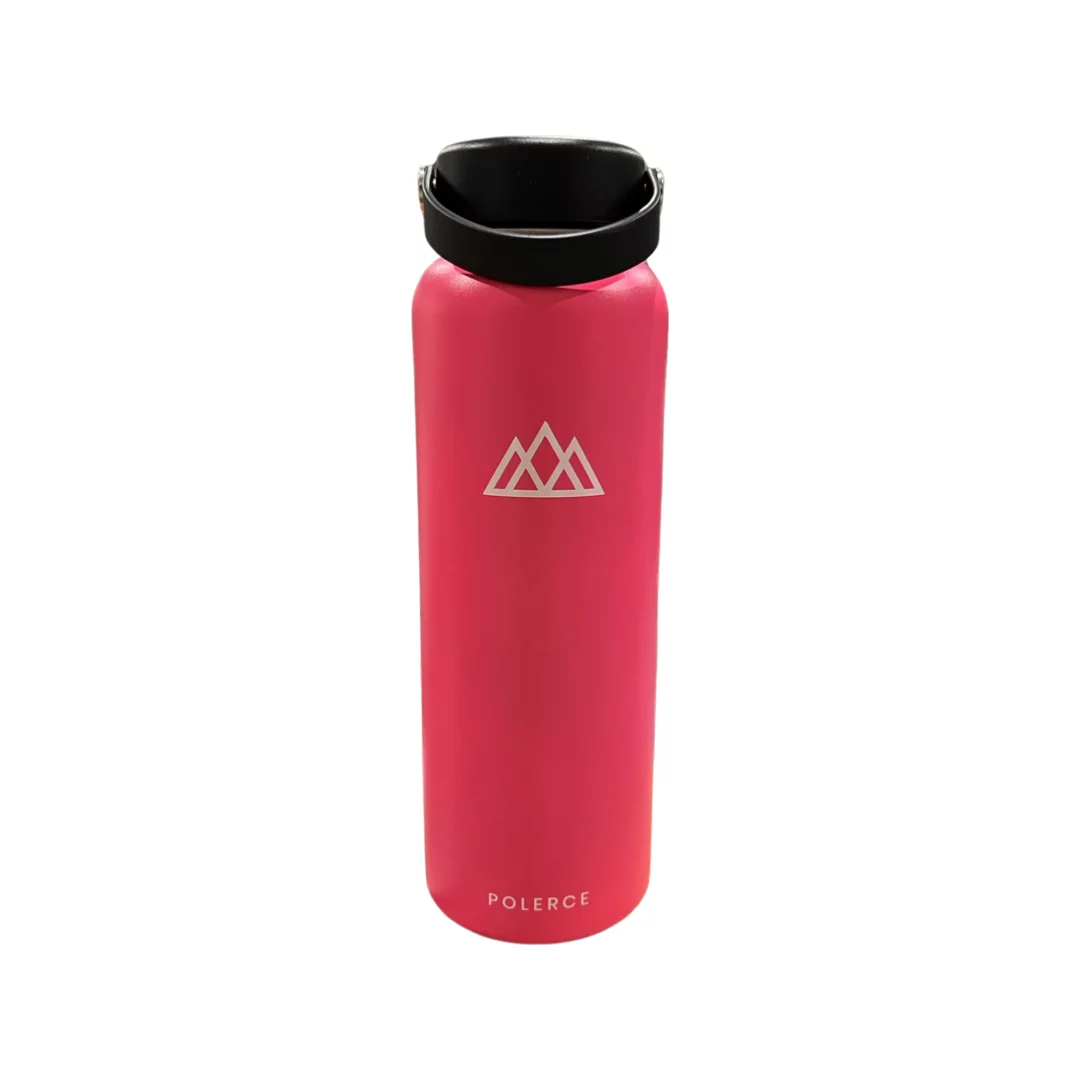 Vacuum Insulated Bottle - Stainless Steel Thermally Insulated Flask with Flex Cap - 40 Fl Oz - Pink - by Polerce