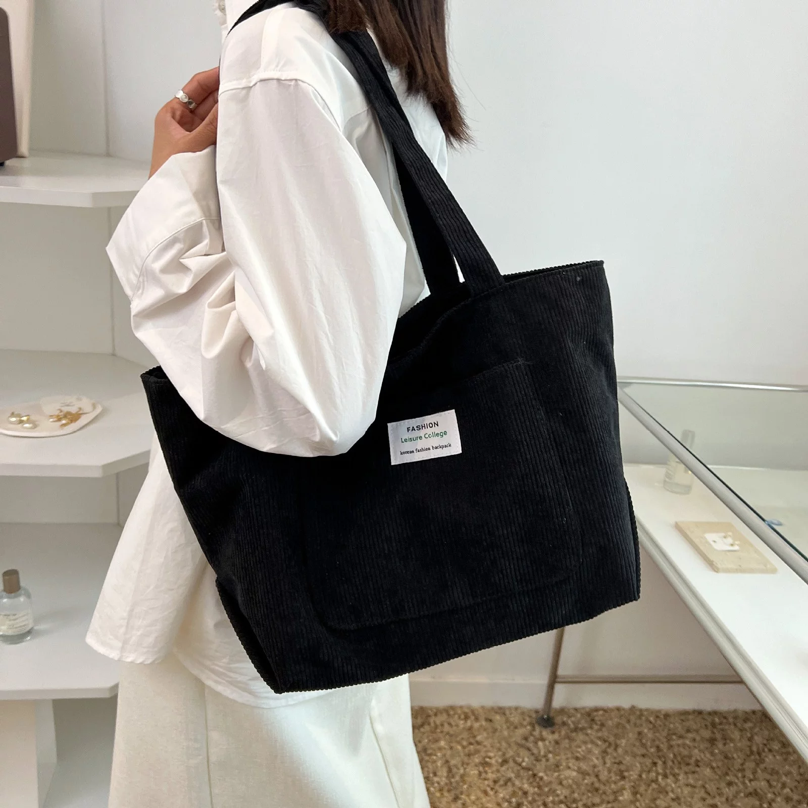 Shoulder Bag,Letter Patch Decor Bag Women Shoulder Bags Ladies Handbag Student Bag Girls Backpacks Ages 8-10 Black One Size