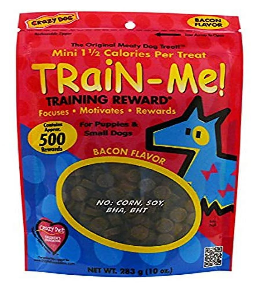 Crazy Dog Train-Me! Bacon Mini Training Reward Treats (1 Pouch), 10 Oz