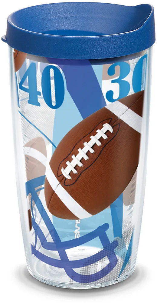 Tervis Football Yards Background Made in USA Double Walled  Insulated Tumbler Travel Cup Keeps Drinks Cold & Hot, 16oz, Clear