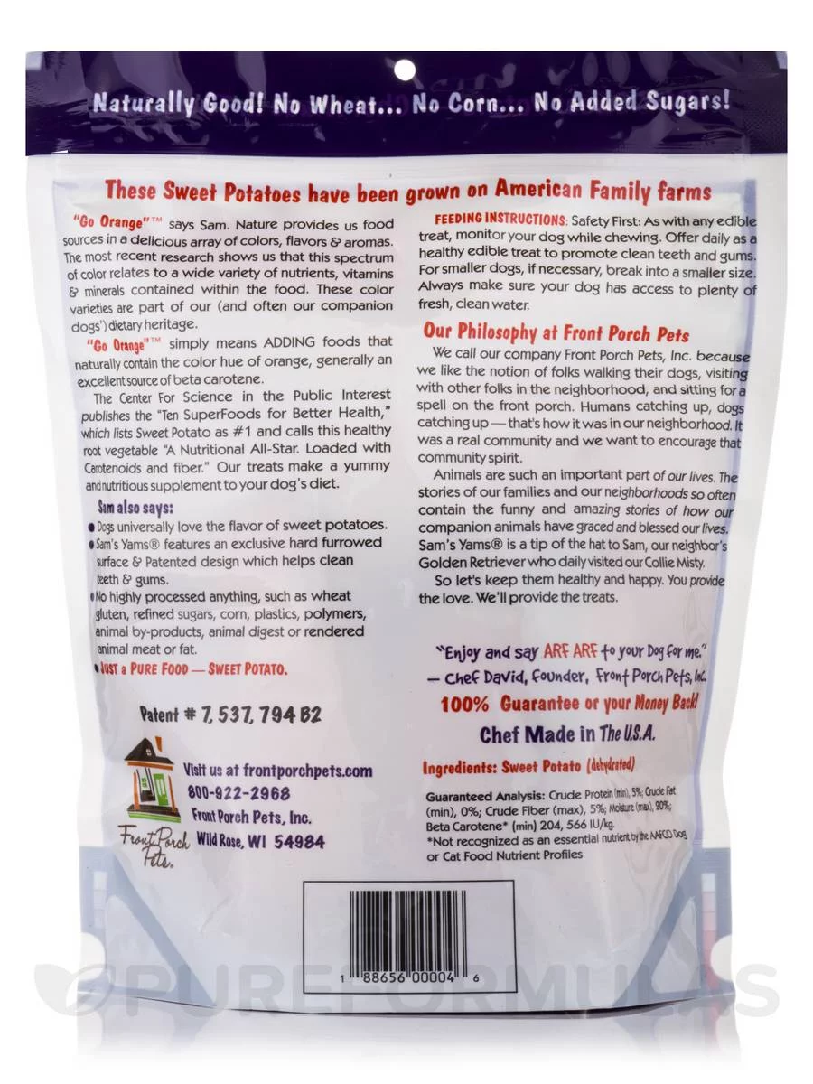 Sams Yams Sweet Potato Dog Treats, Healthy Dog Treats for Large Dogs - Sweet Potato Dog Treats A, High Fiber, Vegan Dental Chews - Big Boyz, Sweet Potato Dog Chewz, 15oz (Single Pack) 15 Ounce (Pack of 1)