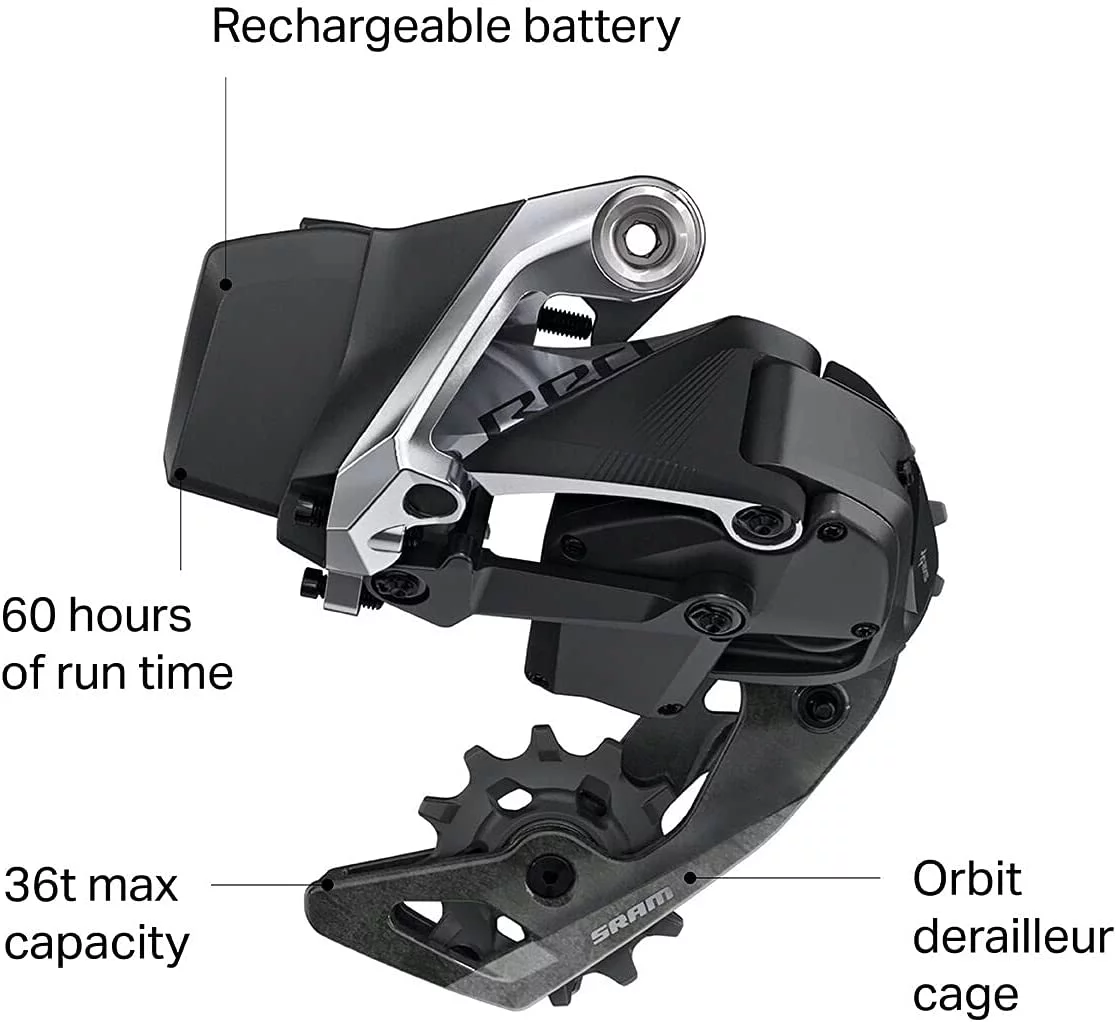 SRAM Red eTap AXS D1 Rear Derailleur Speed: 12 Cage: Medium Black