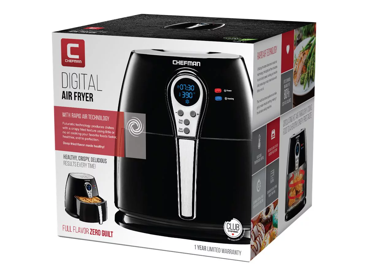 Chefman RJ38-P1 - Hot air fryer - 2.6 qt - black/stainless steel