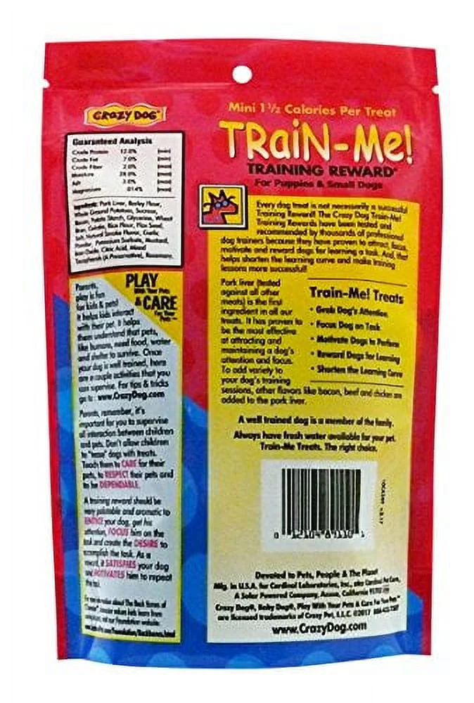 Crazy Dog Train-Me! Bacon Mini Training Reward Treats (1 Pouch), 10 Oz