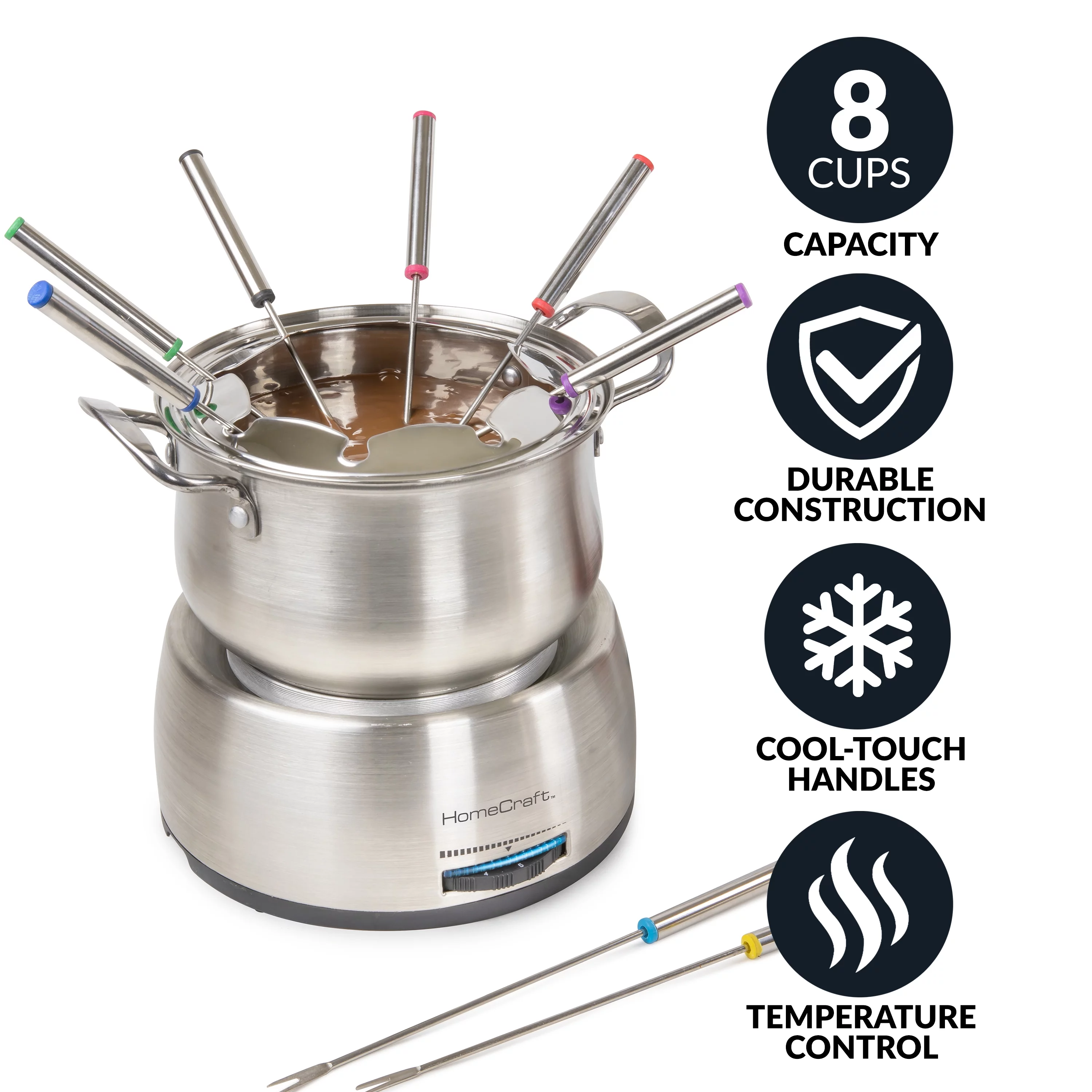 HomeCraft HCFP8SS 8-Cup Electric Fondue Set