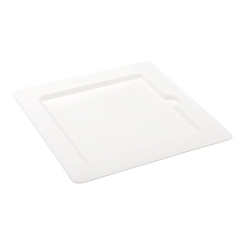 Pulp Tek Square White Sugarcane / Bagasse Medium Moderna Plate - 8