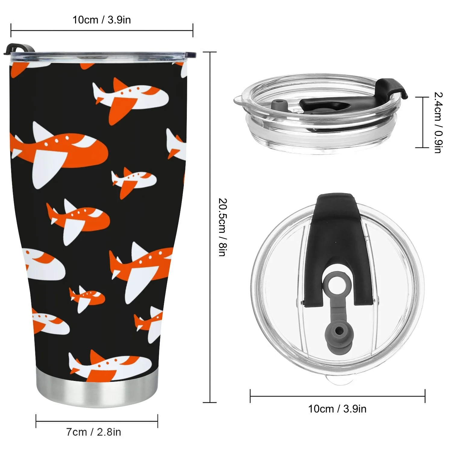 Hidove Stainless Steel Tumbler, Kids Print with Airplanes 30oz Leak Proof & Stainless Steel Bottle for Hot & Cold Drinks - Coffee Travel Mug, Water Metal Canteen, Thermal Cup