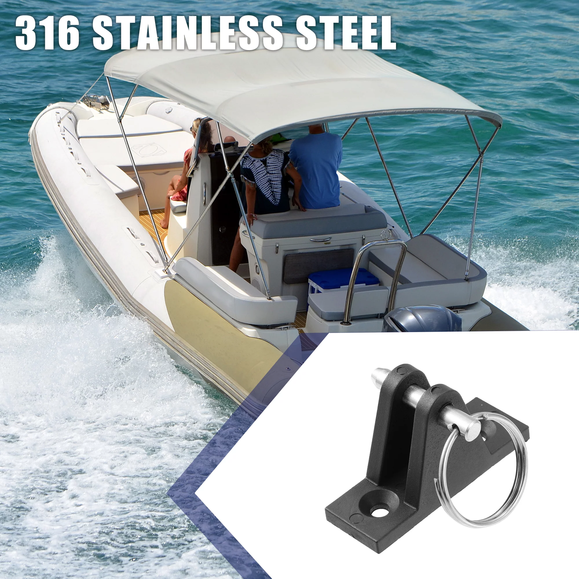 Unique Bargains 4Pcs Nylon Deck Hinge with Pin and Ring for Bimini Boat Kayak Canoe Dinghy