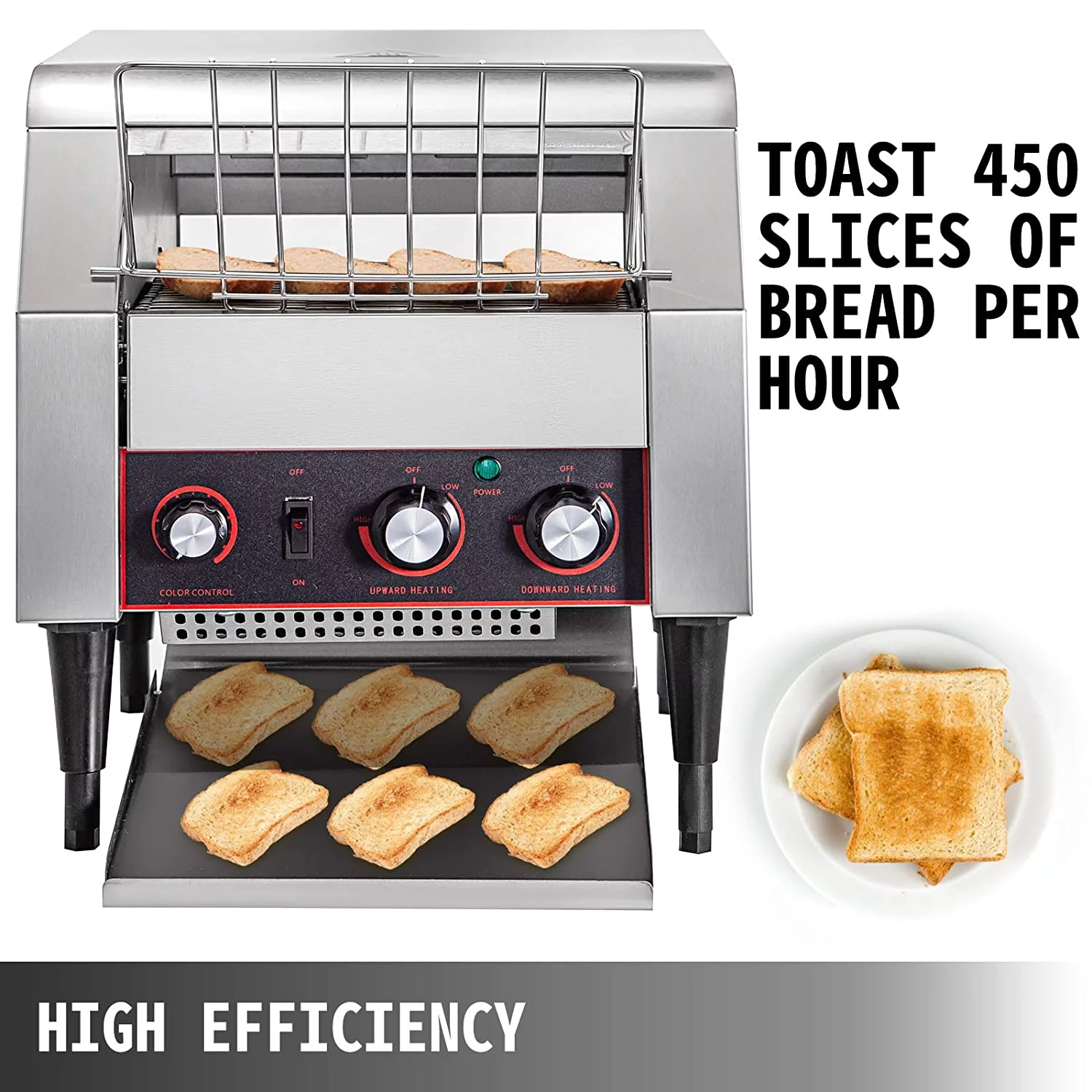 Vevor KXLSDSLTT-4500001V1 2600W 450 Slices per Hour Commercial Conveyor Toaster