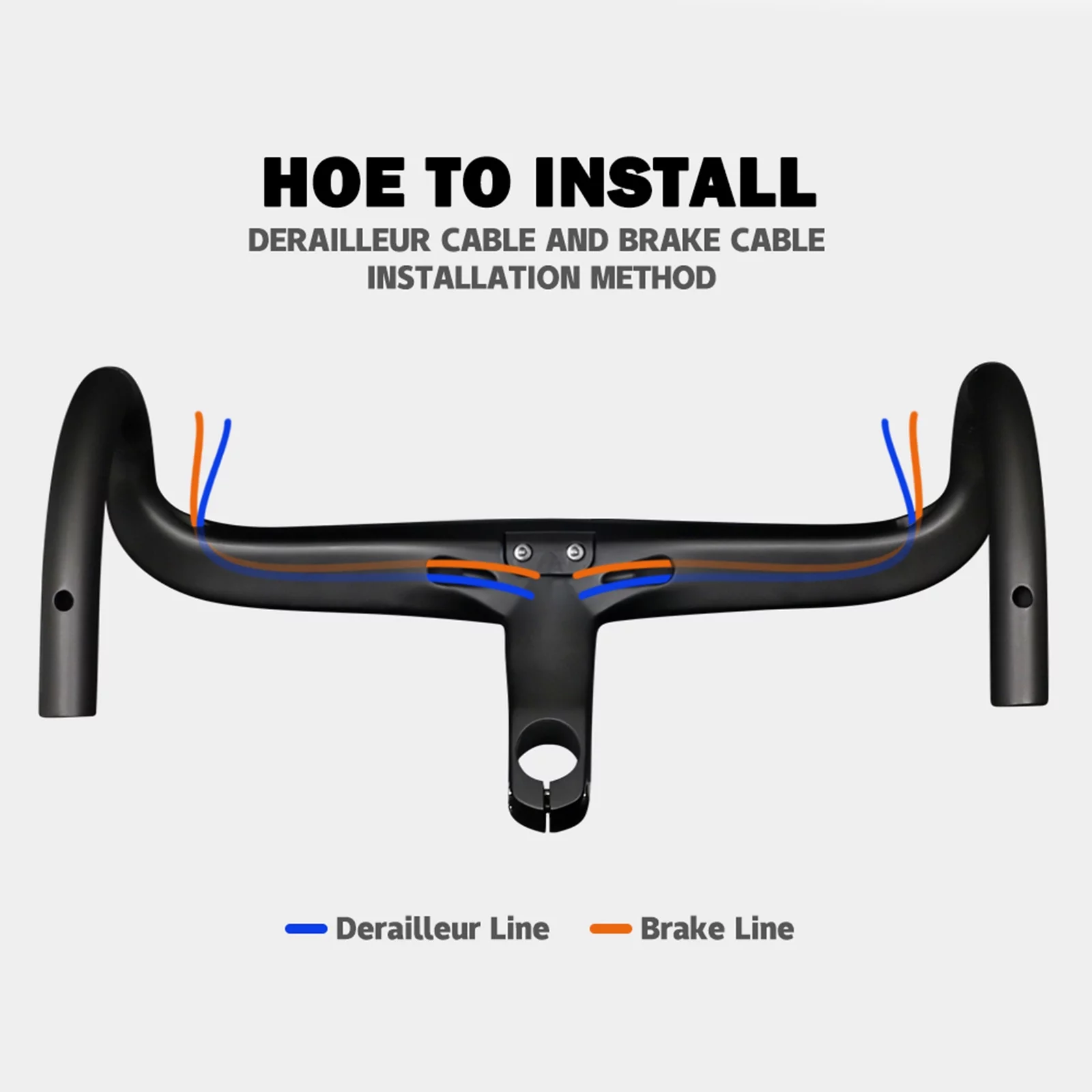 Carbon Integrated Road Handlebar Handle /420/440 80 90 100 110 120mm Glossy Carbon Fiber Bike Handlebars , 420x100mm