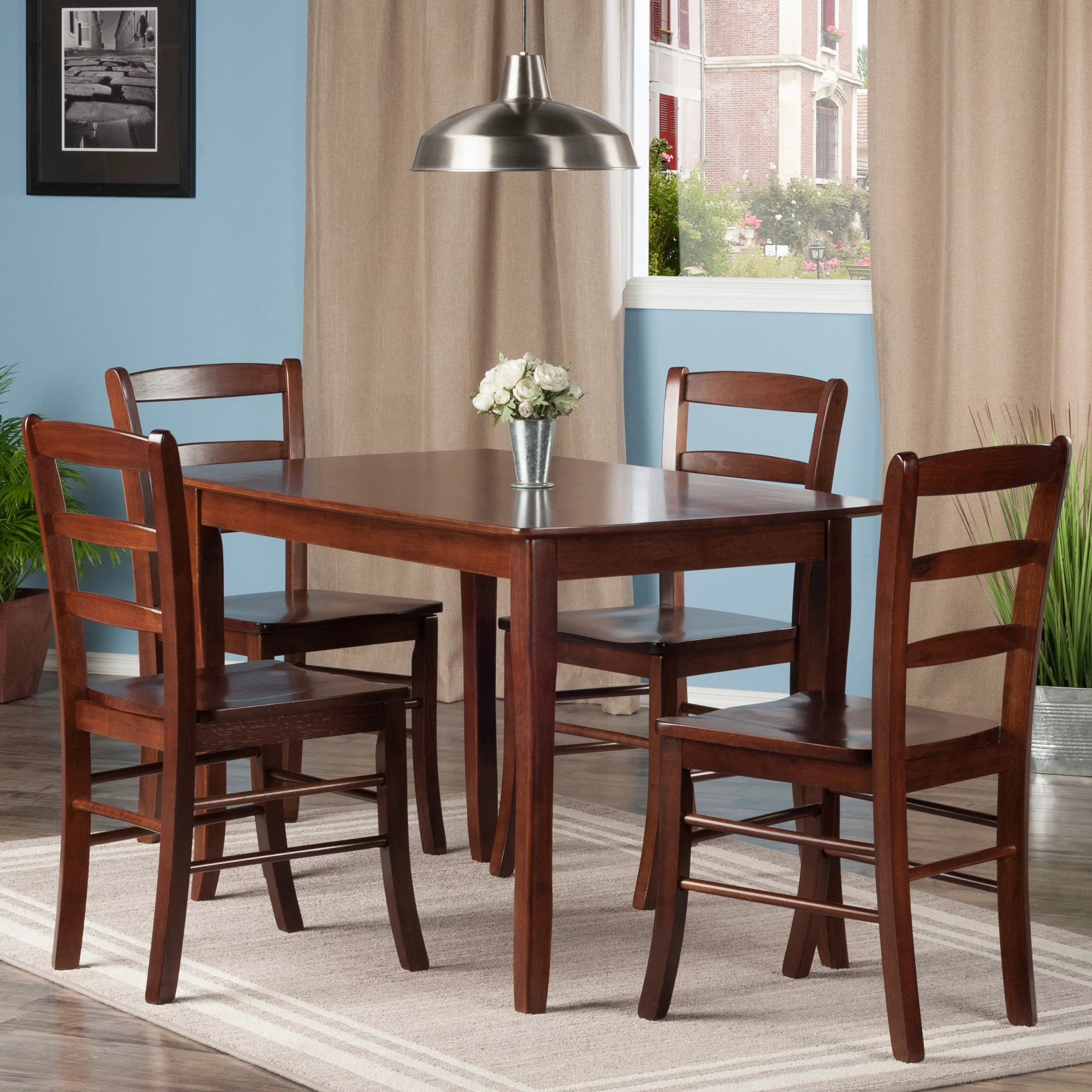 Winsome Wood Inglewood 5-PC Dining Set, Table & 4 Ladderback Chairs