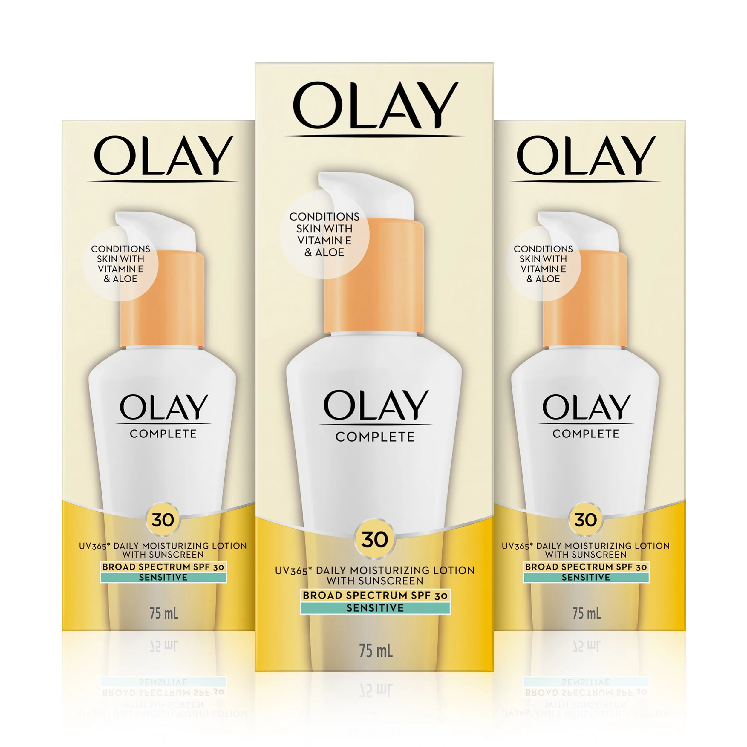 Olay Complete Lotion Moisturizer With Sunscreen Spf 30 Sensitive, 2.53 Fluid Ounce, Pack Of 3