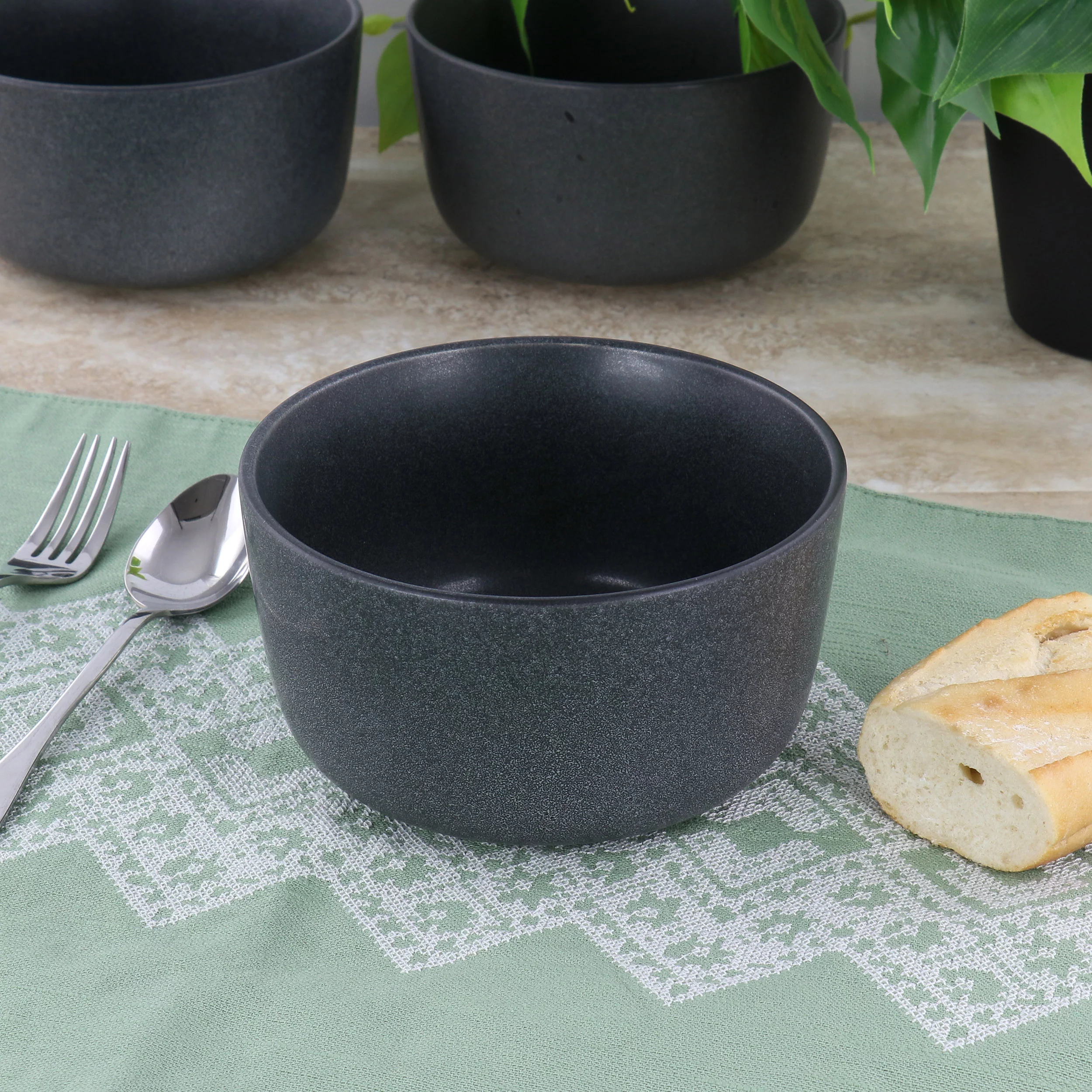 Our Table Landon 6 Piece 5.5 Inch Round Stoneware Bowl Set in Truffle