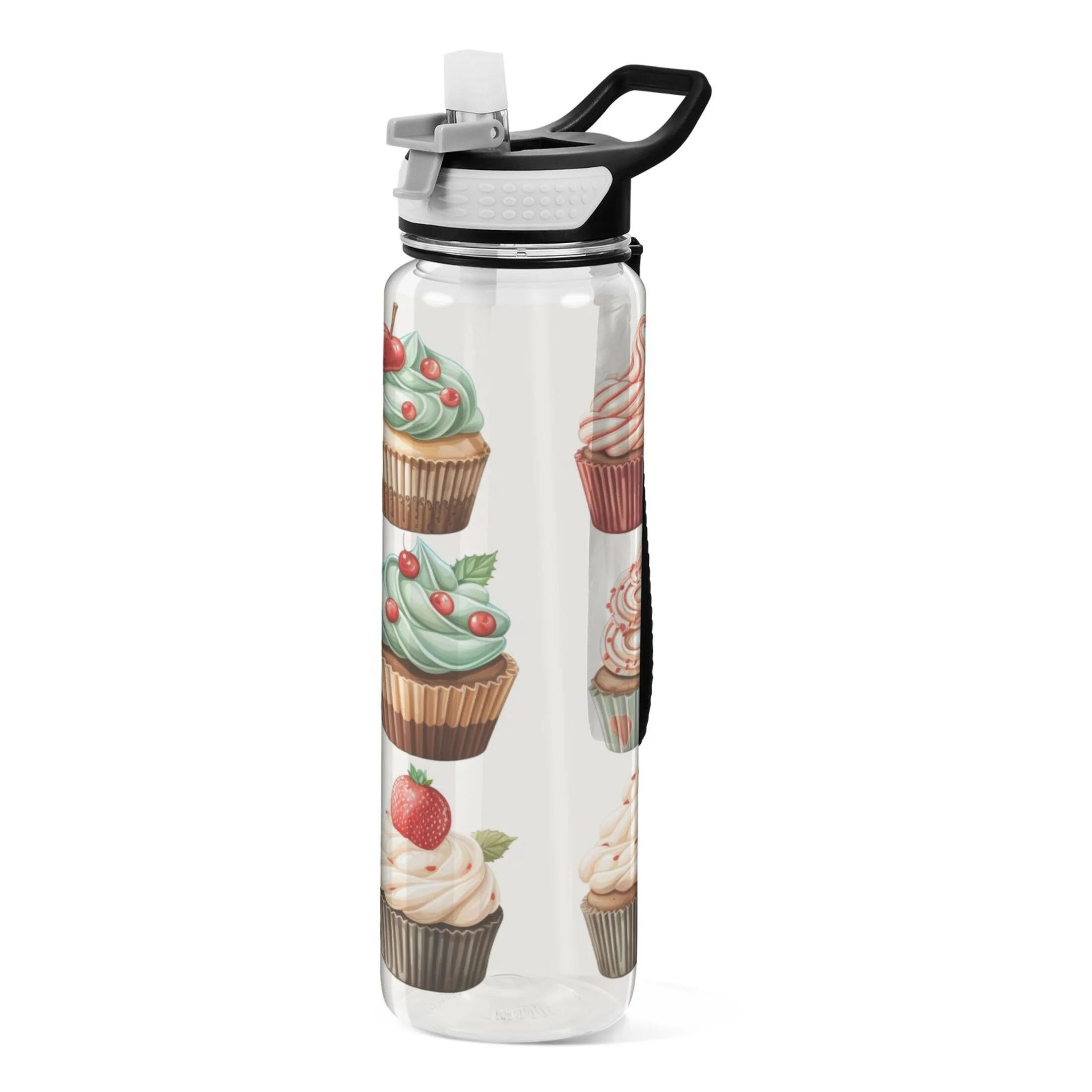 Ice-cream 32oz Water Bottles with Straw Tritan Leakproof Sports Bottle BPA Free Clear for Fitness Gym Swimming Cycling