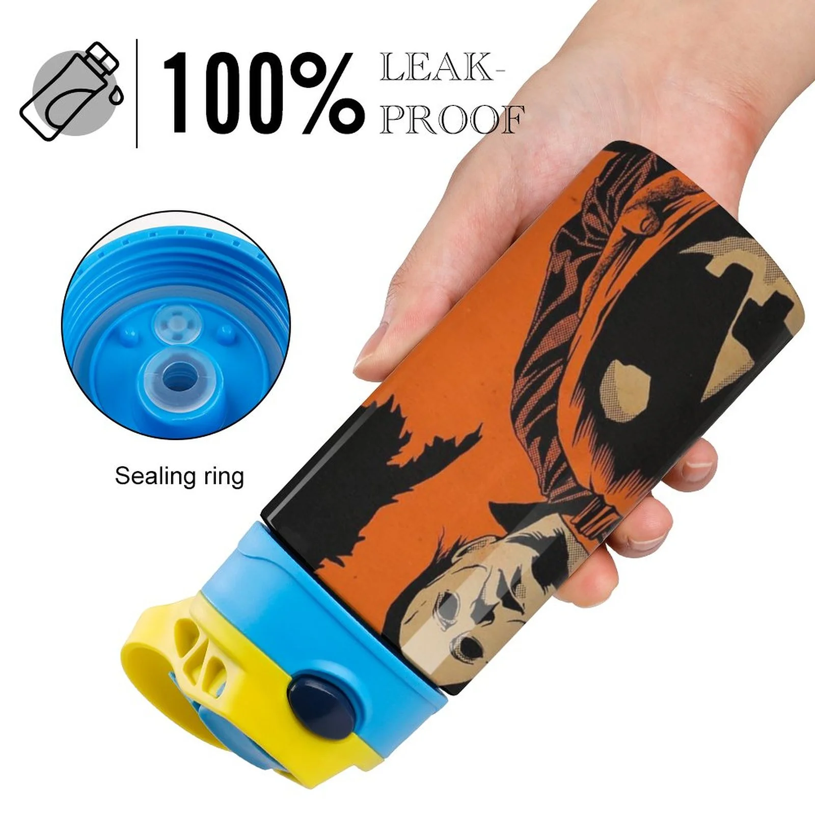 Michael Myers Pumpkin Kid's Insulated Water Bottle With Straw Vacuum Stainless Steel Cup Leak-Proof Children Toddler Thermoses