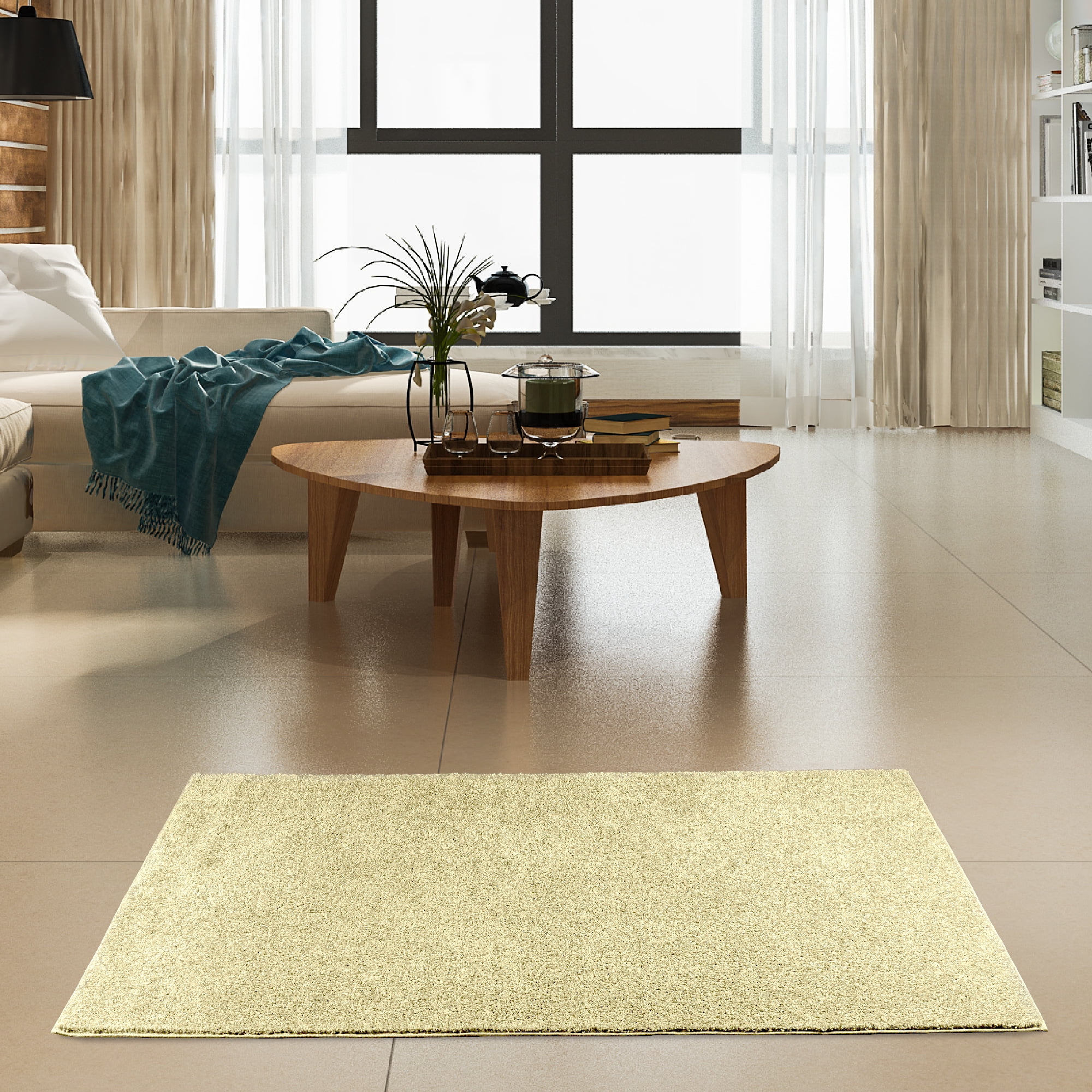 Furnish my Place Modern Plush Solid Color Rug - Yellow, 72