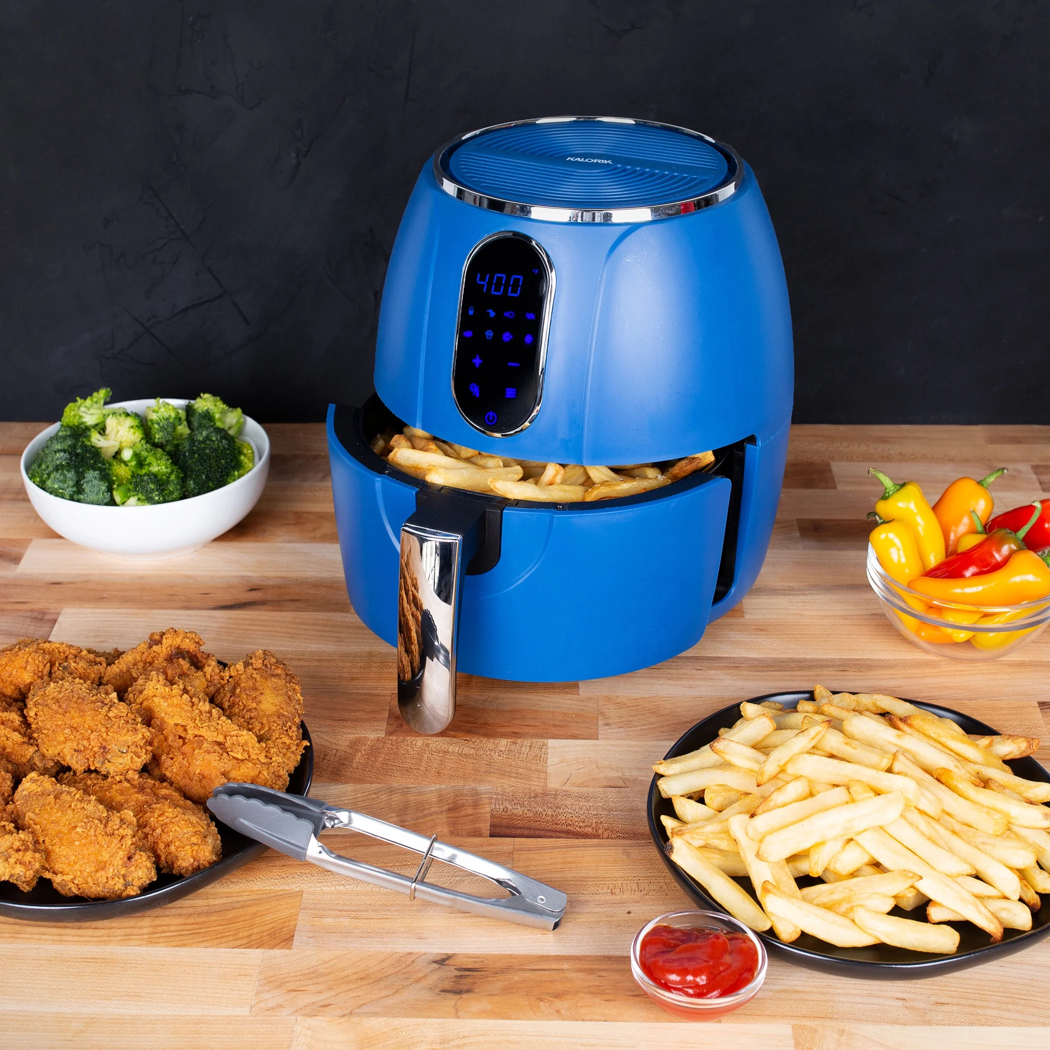 Kalorik 3.2 Quart Touch Screen Air Fryer Blue with 8 Presets, FT 47859 BL