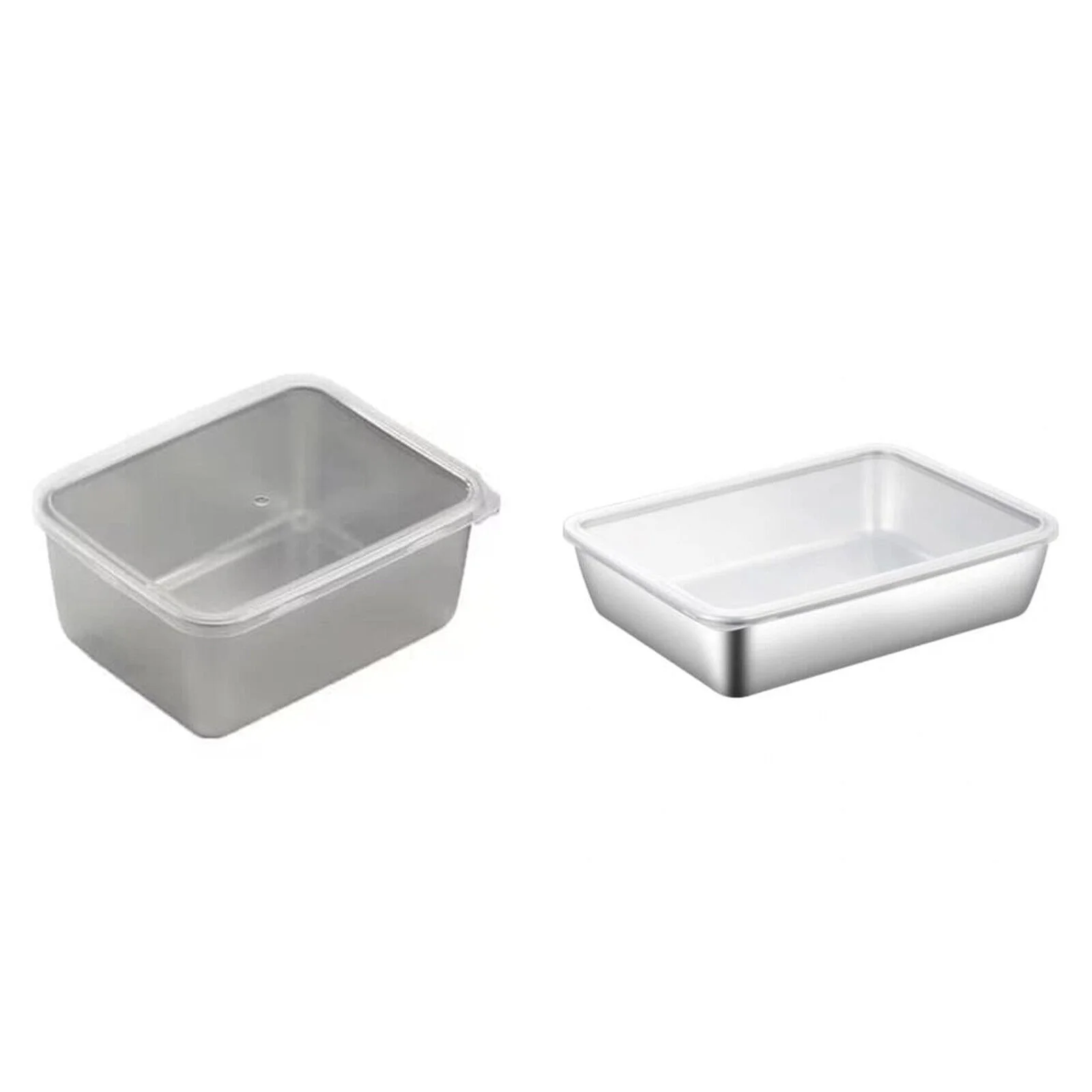 Reusable Stainless Steel Square Plate with Lid Camping Picnic Plates for Food