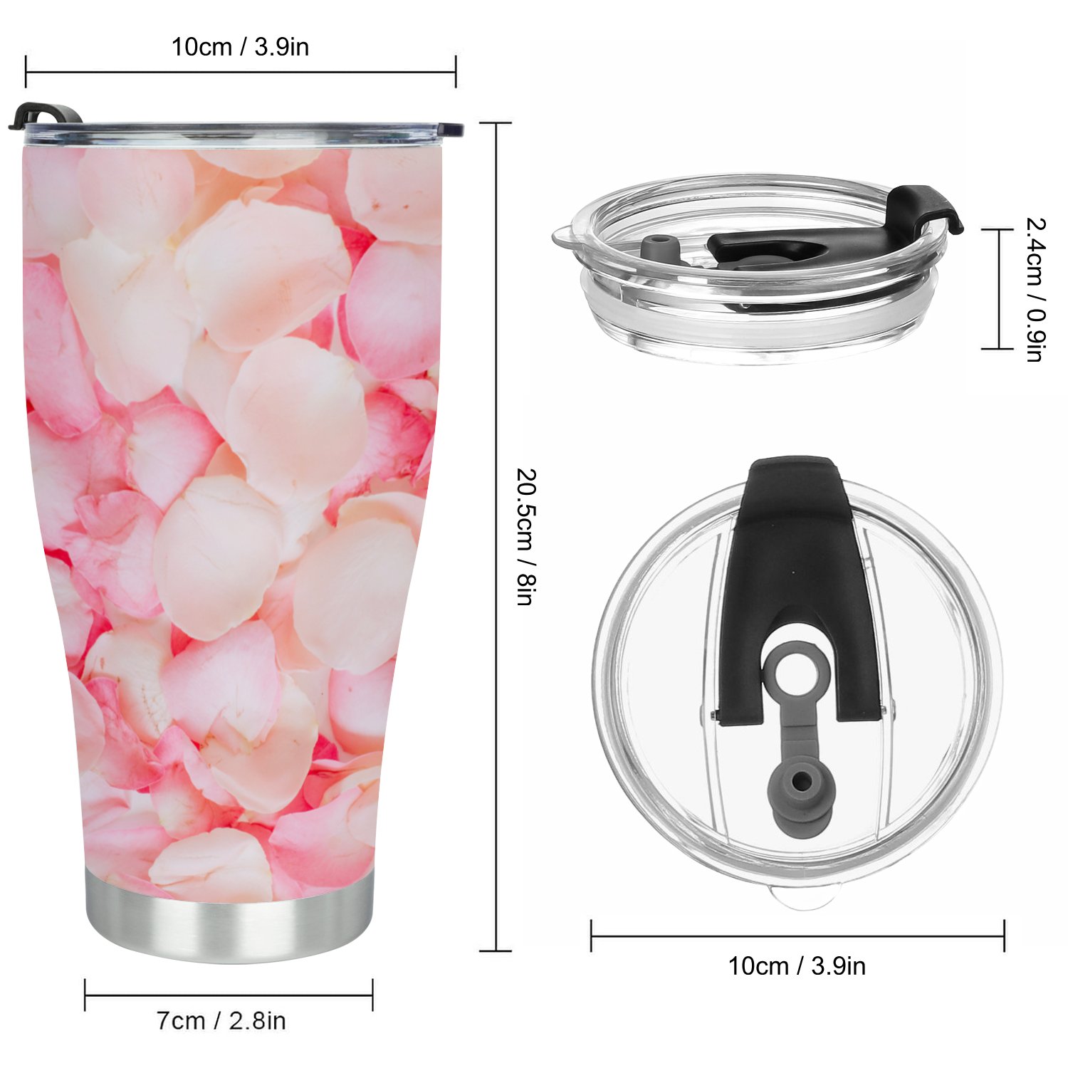 Hidove Stainless Steel Tumbler, Pink Rose Petals 30oz Leak Proof & Stainless Steel Bottle for Hot & Cold Drinks - Coffee Travel Mug, Water Metal Canteen, Thermal Cup