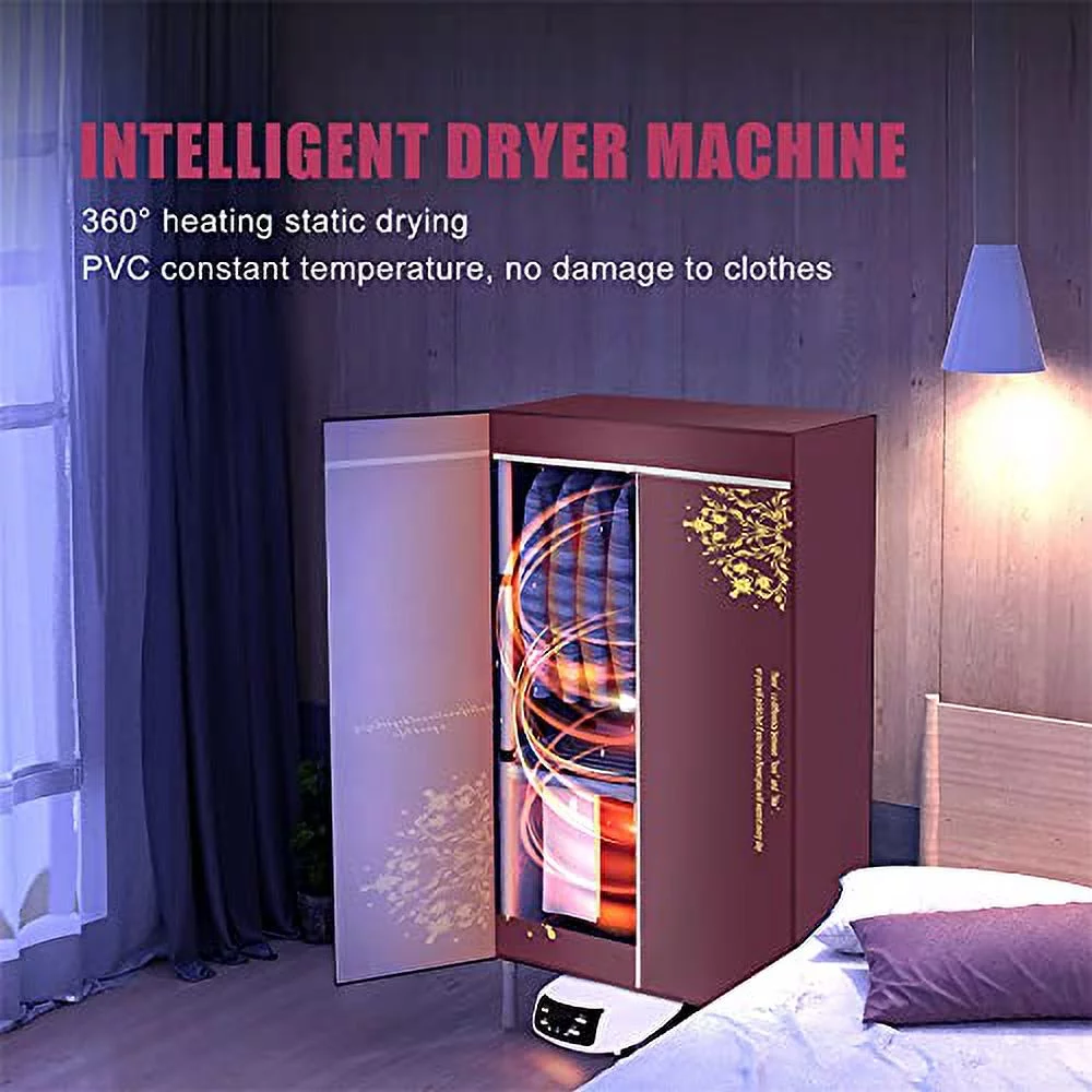 HomeMiYN Clothes Dryer Portable,Intelligent Remote Control Foldable Dryer for Apartments, 59inch Double layer Stackable Electric Wardrobe Home Apartments Travel RV Dryer -Red
