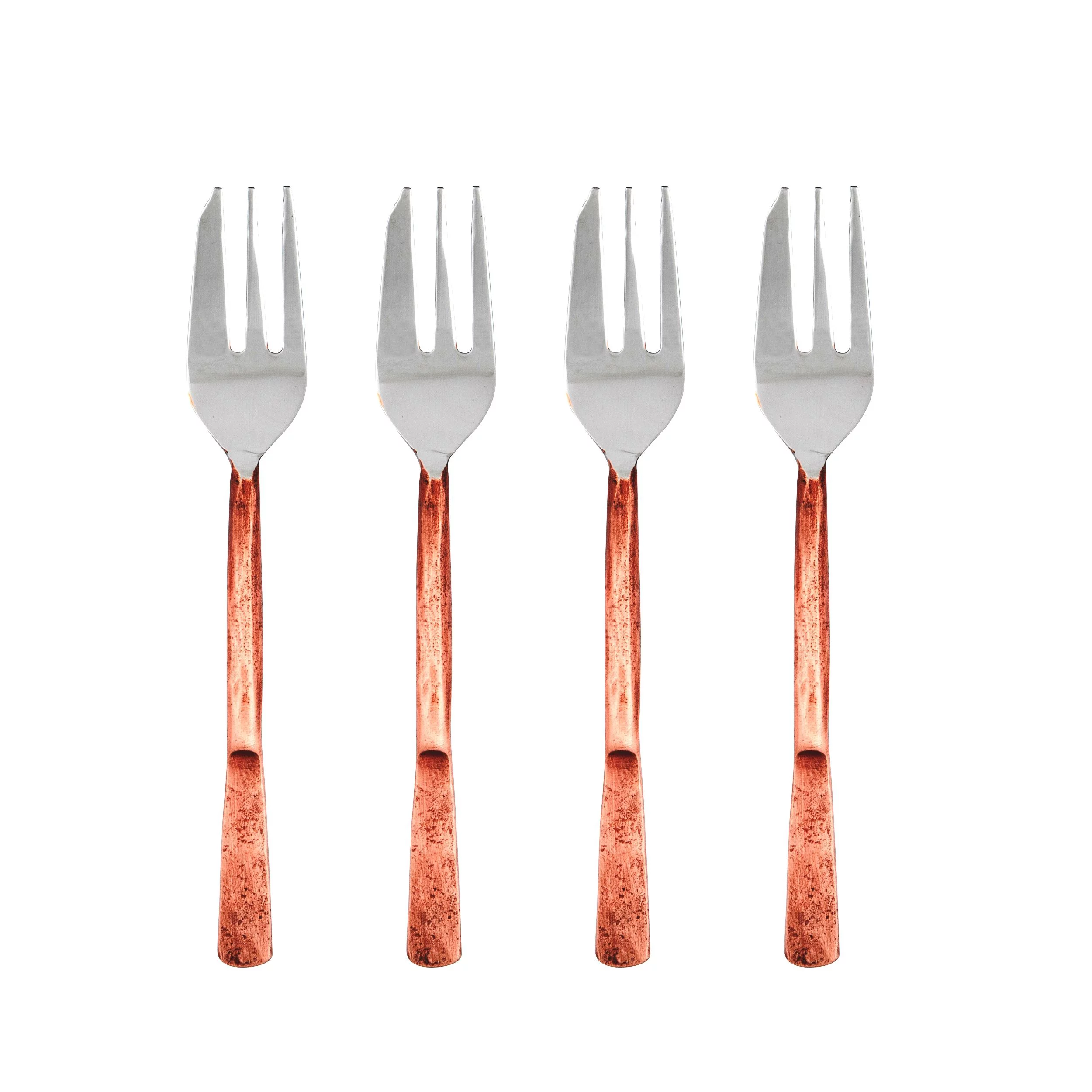 Celia Design Copper Antique Pastry Fork 4 Pcs. Set