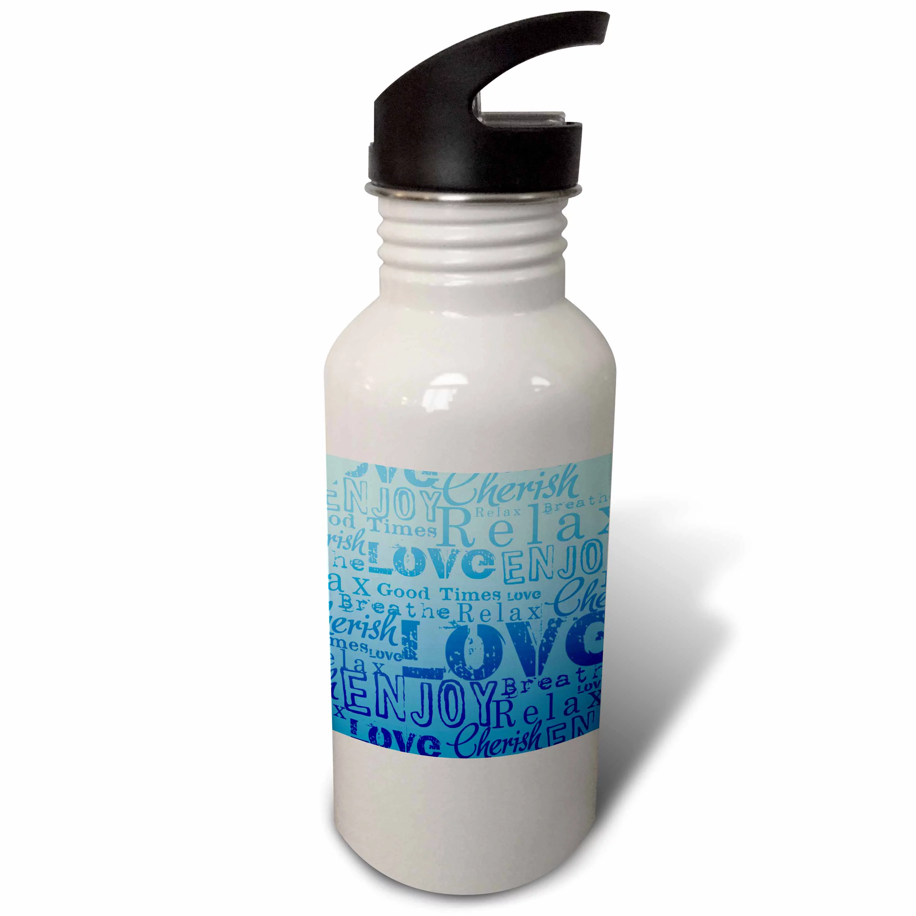 Relax and Enjoy Aqua Word Art 21 oz Sports Water Bottle wb-63668-1