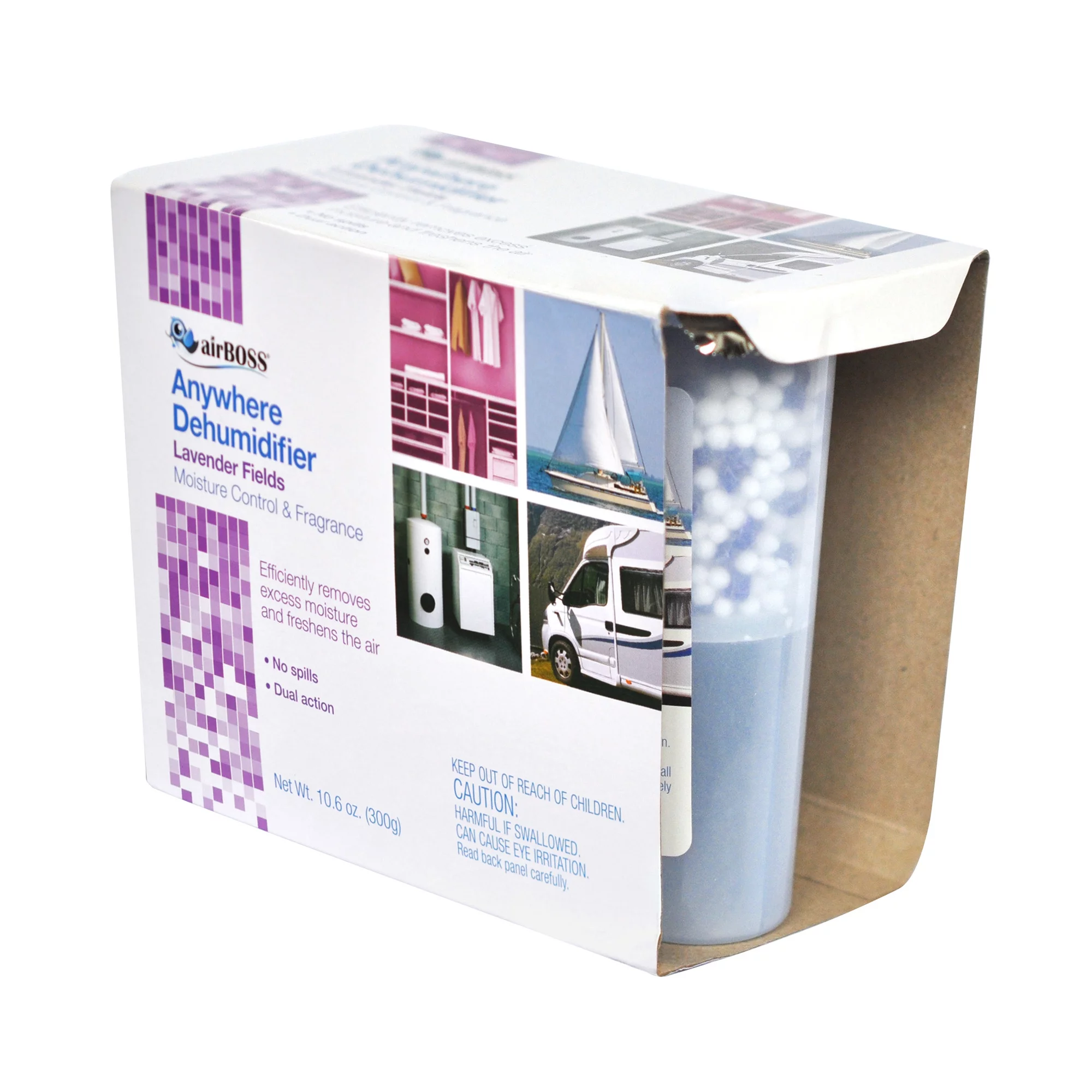 airBOSS Anywhere Dehumidifier, Removes Excess Moisture (11.8 fl oz Daily Capacity), Lavender Fields, 10.6 oz