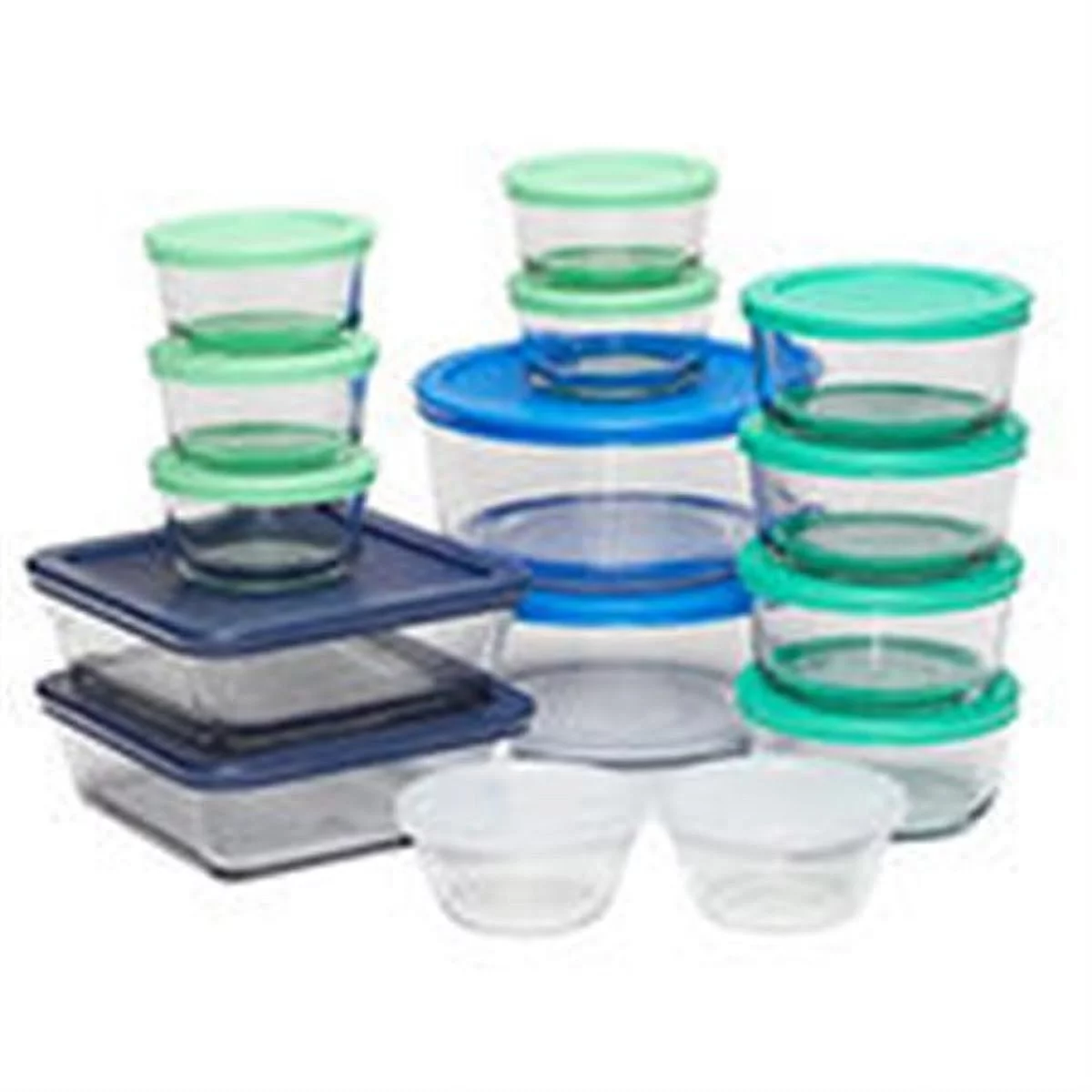 Anchor Hocking 30 Piece Set With Multi Colored Lids Clear Glass