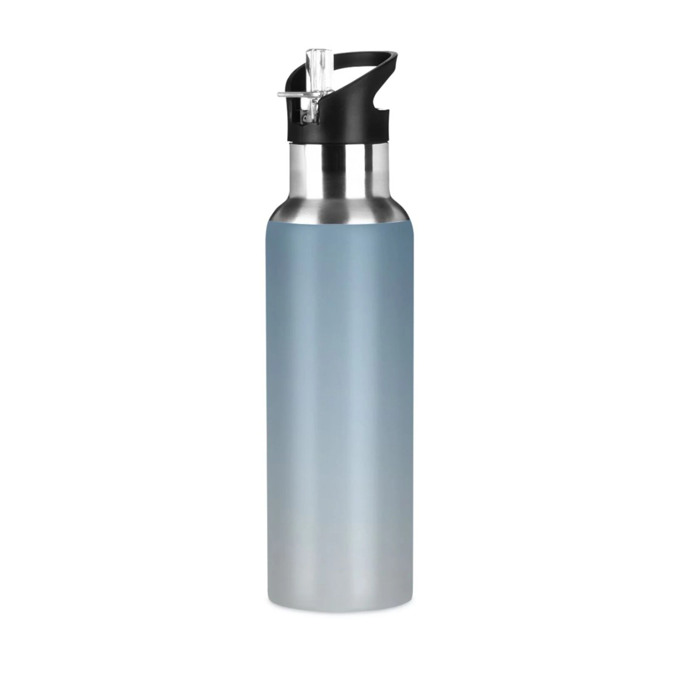 Stainless Steel Water Bottle Gradient Overlay with Straw Lid Vacuum Insulated Leak Proof Flask Jug for Gym Travel Sports Cycling Outdoor 20 OZ