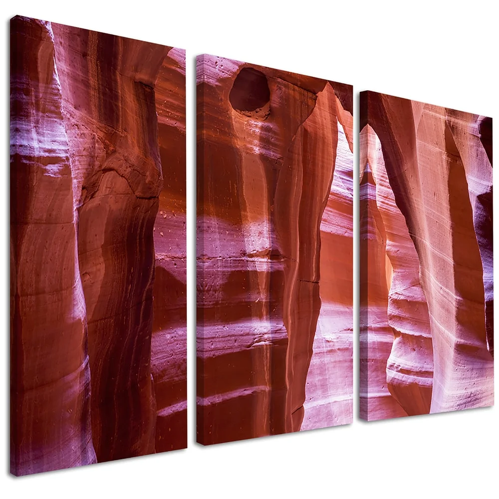 DESIGN ART Antelope Canyon Structures - Landscape Photo Canvas Print - Brown 36 in. wide x 28 in. high - 3 Panels