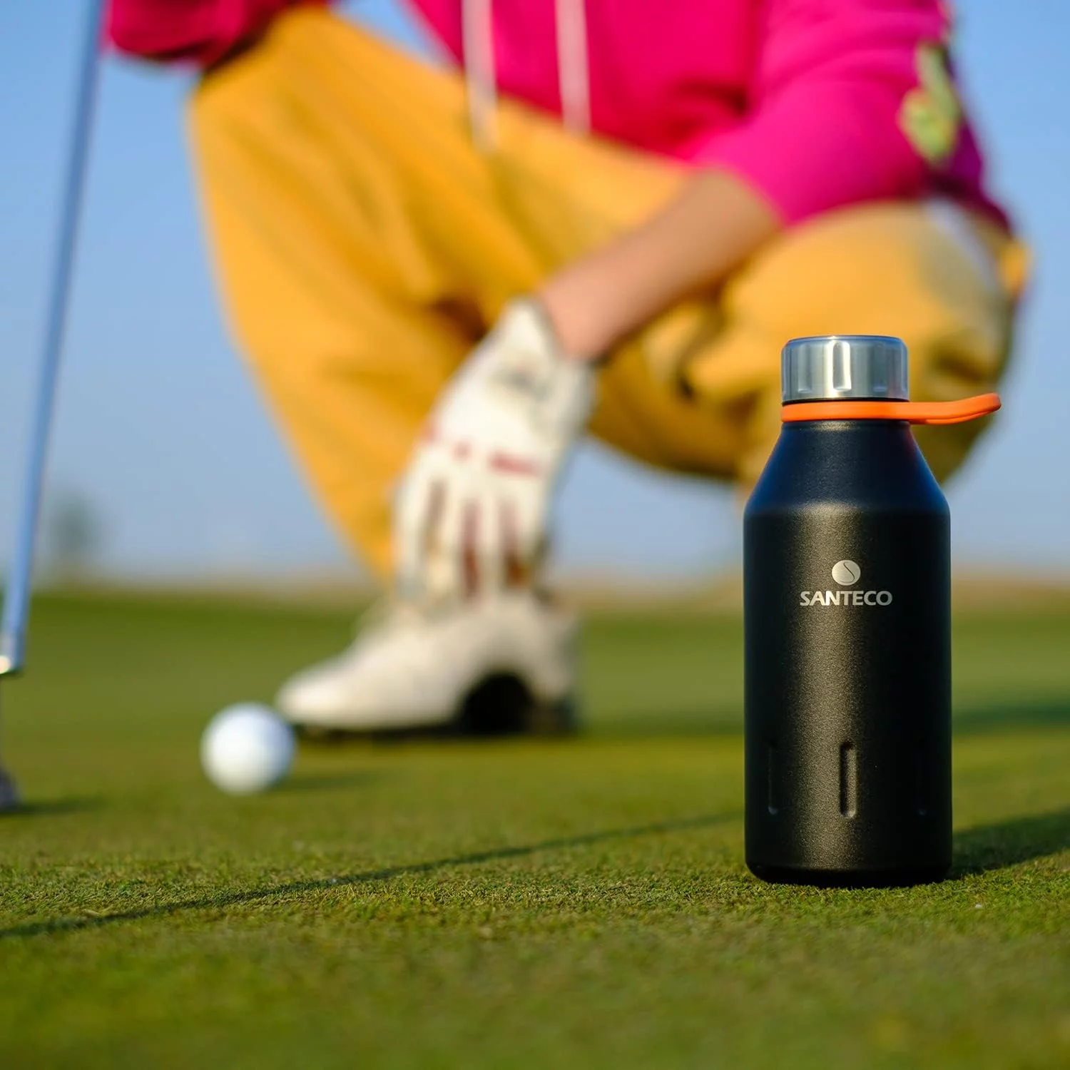 Santeco Stainless Steel Kola Water Bottle 12 fl oz, Black