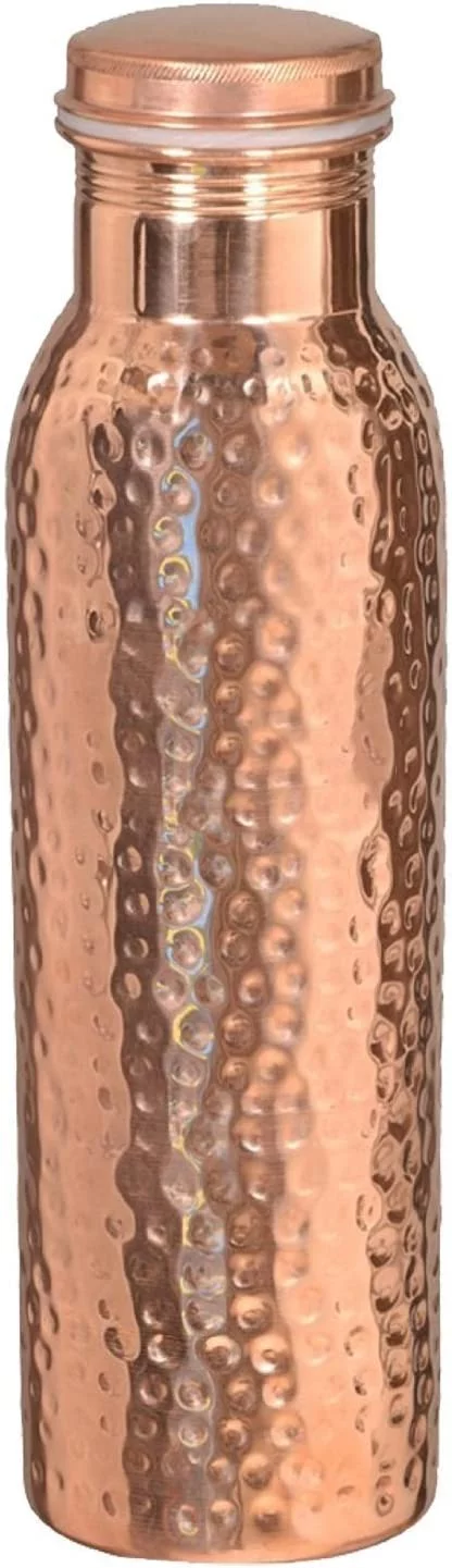 QUBIC INC Pure Copper (Hammered) Water Bottle For Ayurvedic Health Benefits,900 ml
